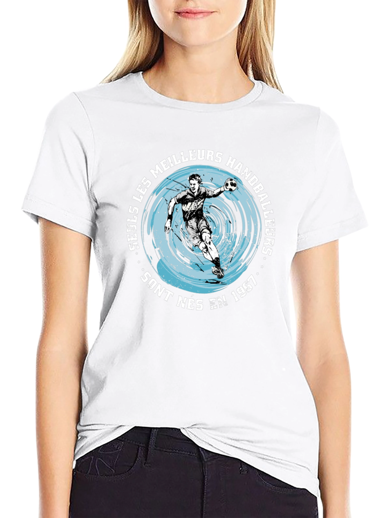 Handball Player Black Graphic Tee