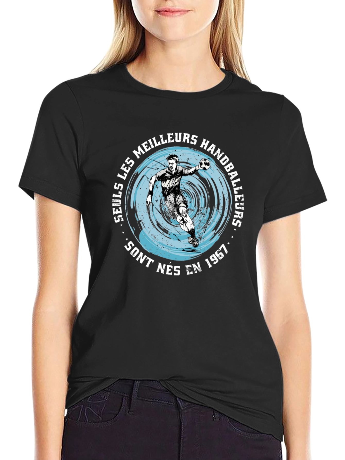 Handball Player Black Graphic Tee
