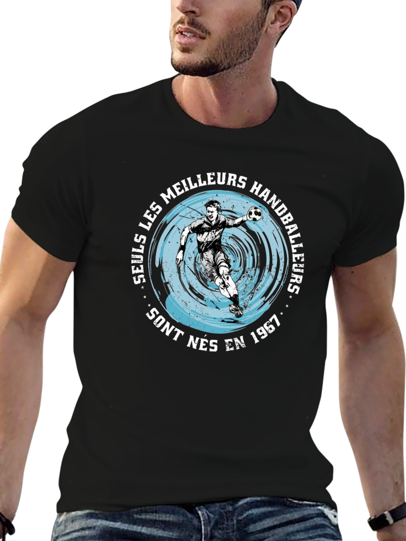 Handball Player Black Graphic Tee