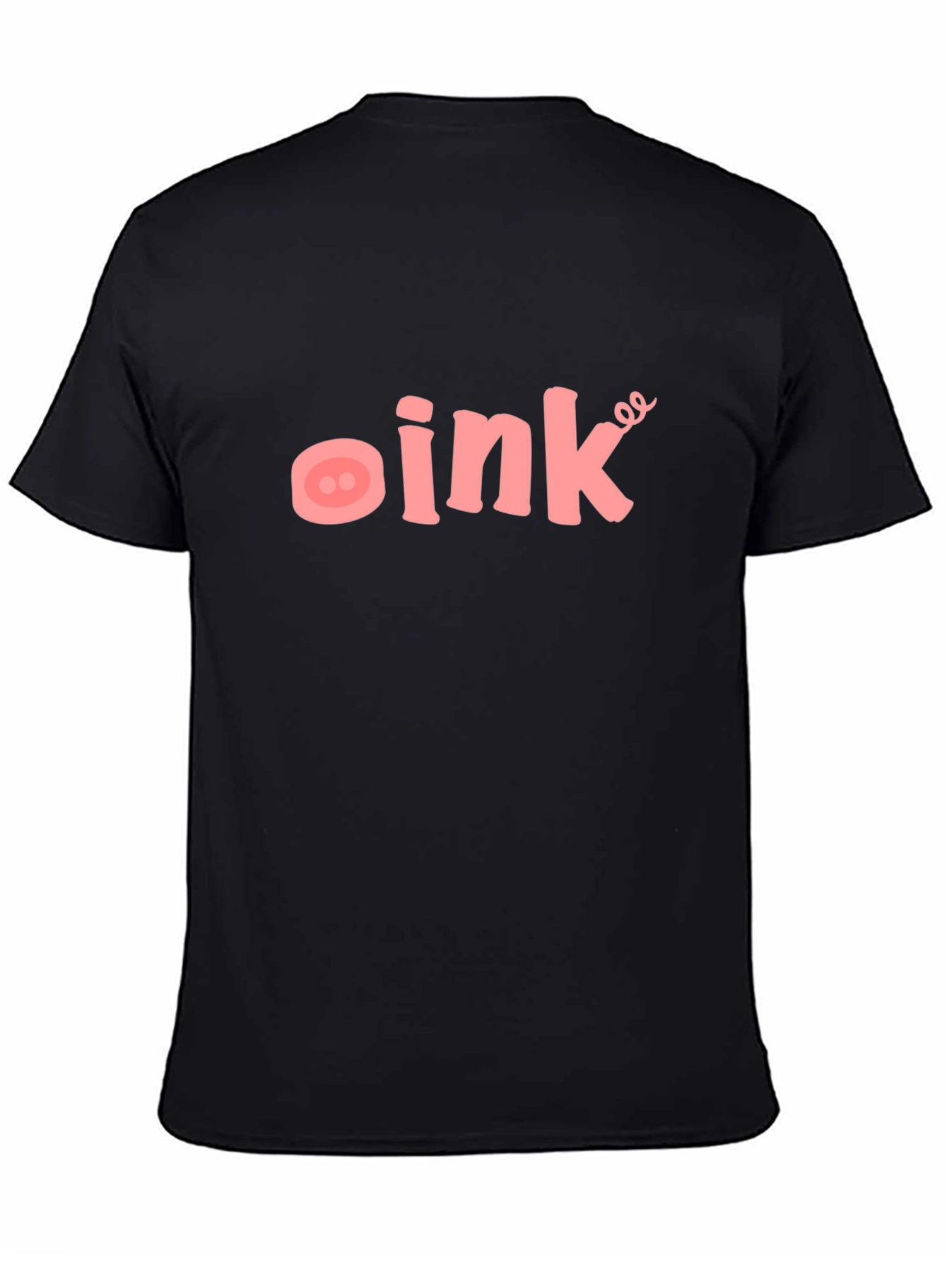 Oink Pig Snout T-Shirt - Black Crew Neck