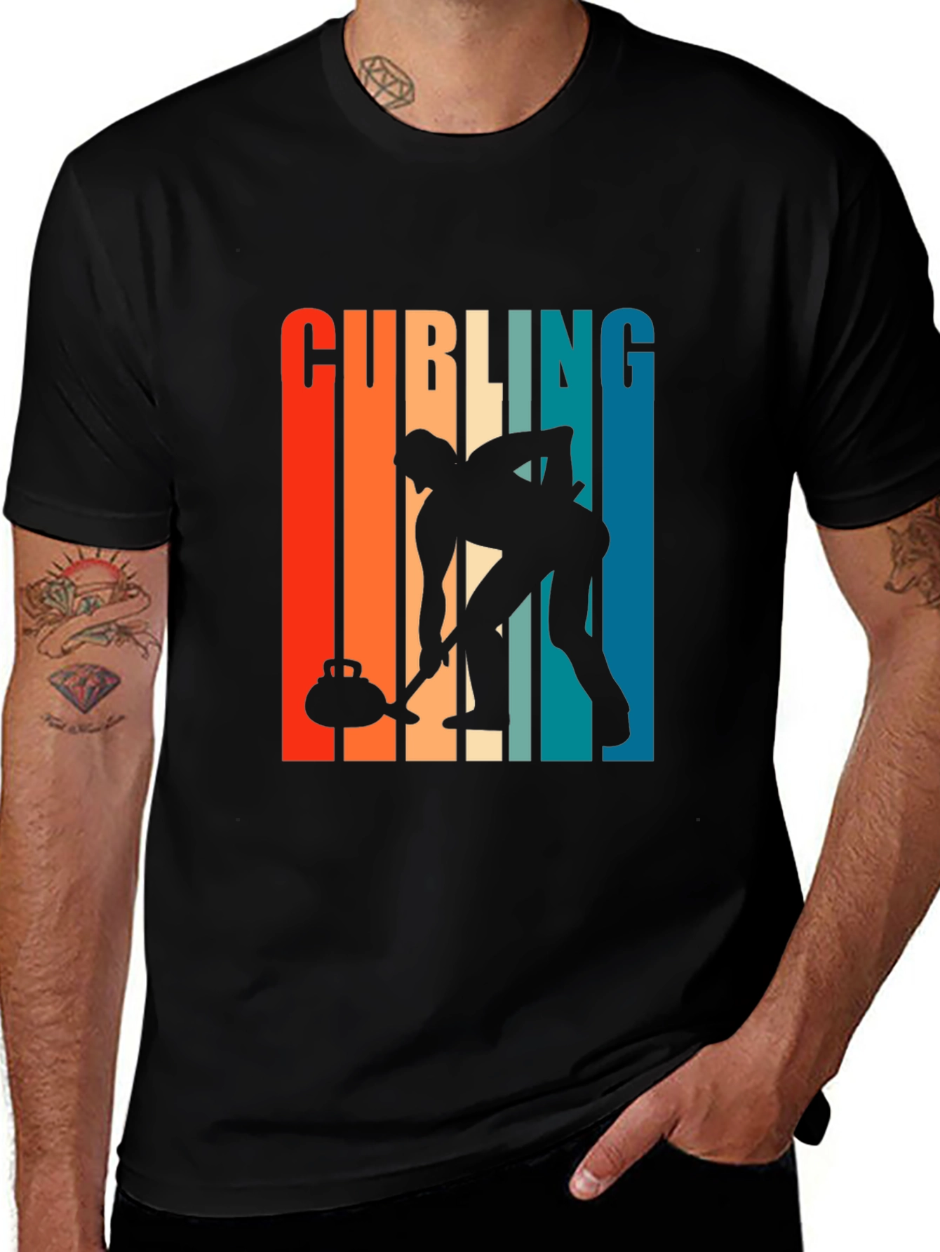 Retro Curling Player Graphic Tee