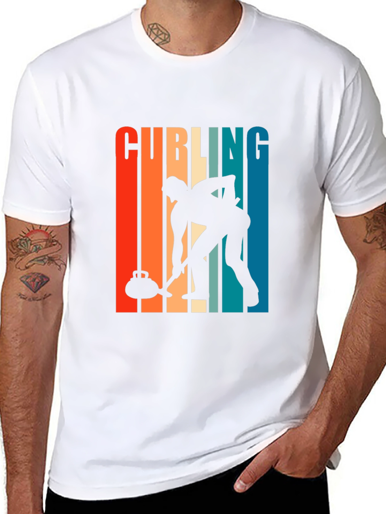 Retro Curling Player Graphic Tee