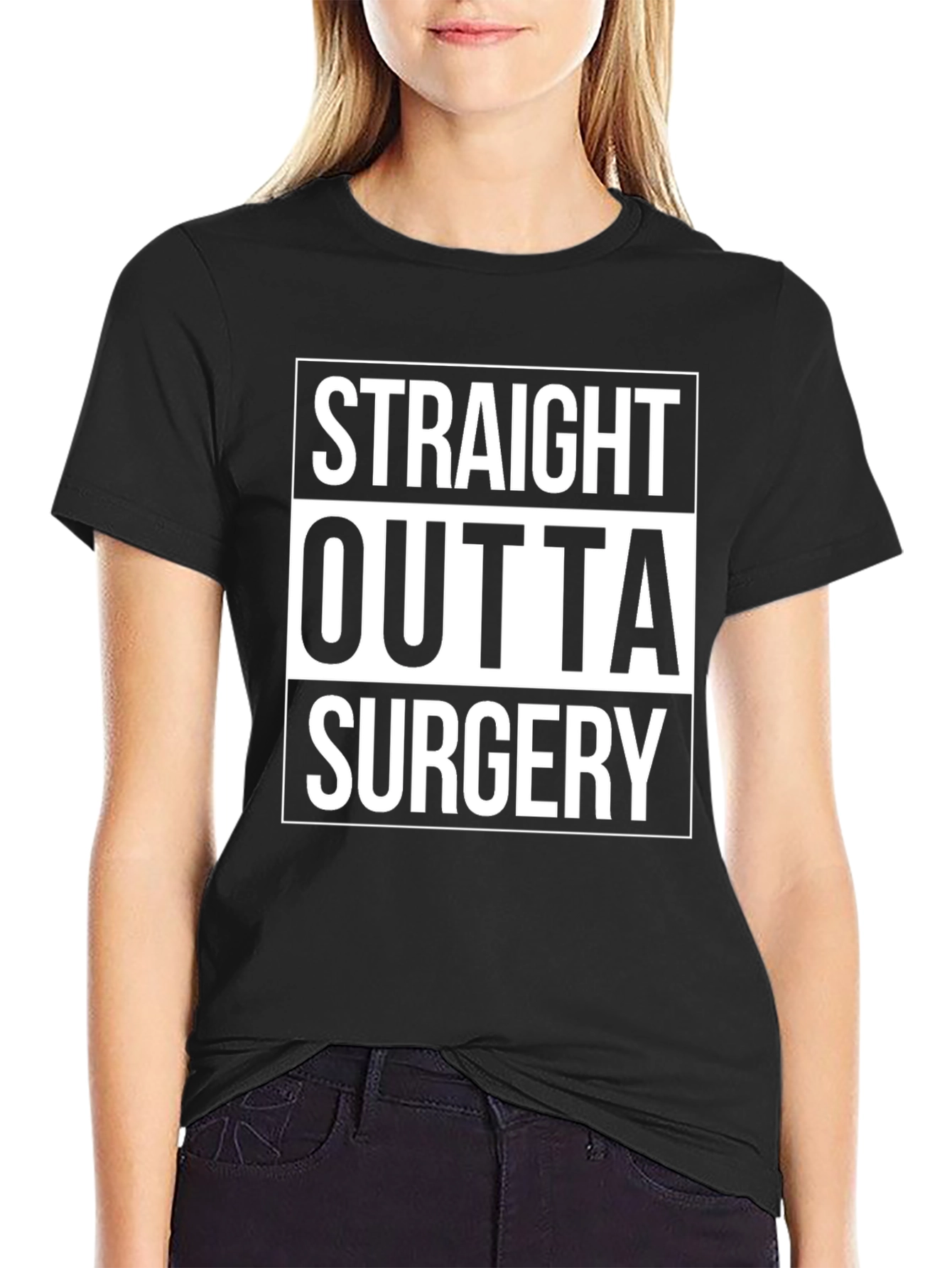 Straight Outta Surgery Graphic Tee - Black Cotton