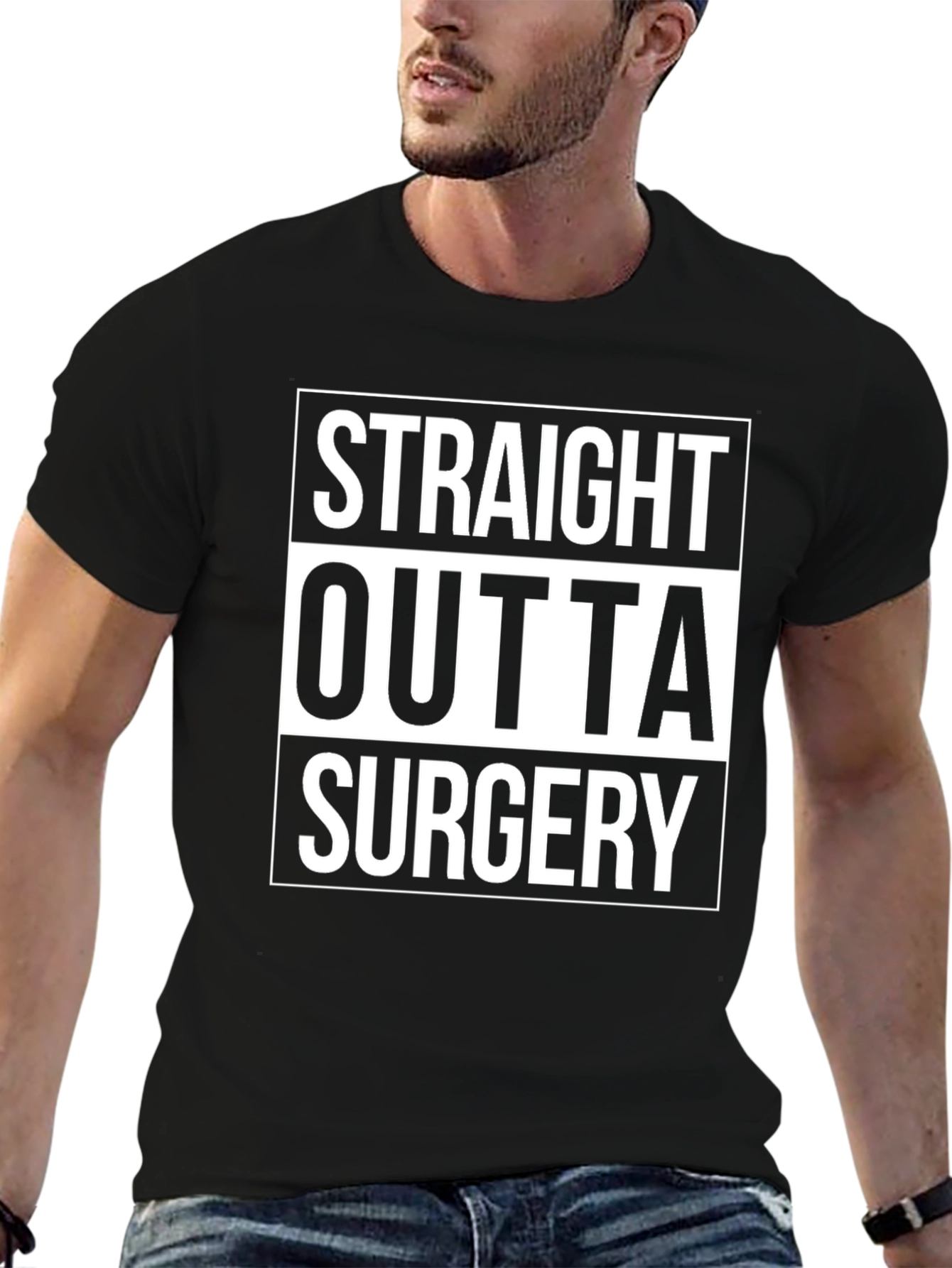 Straight Outta Surgery Graphic Tee - Black Cotton