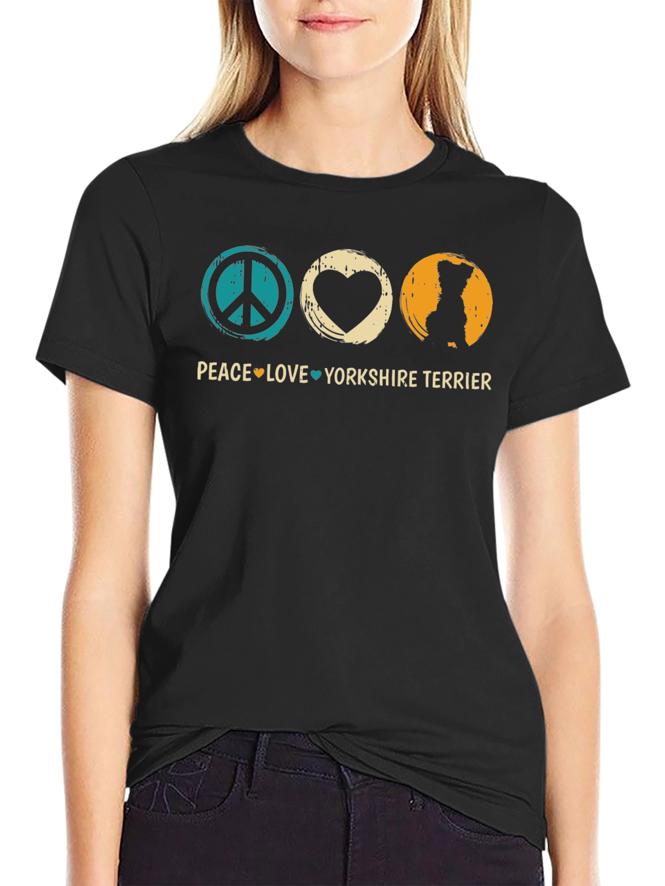 Peace Love Yorkshire Terrier Graphic Tee