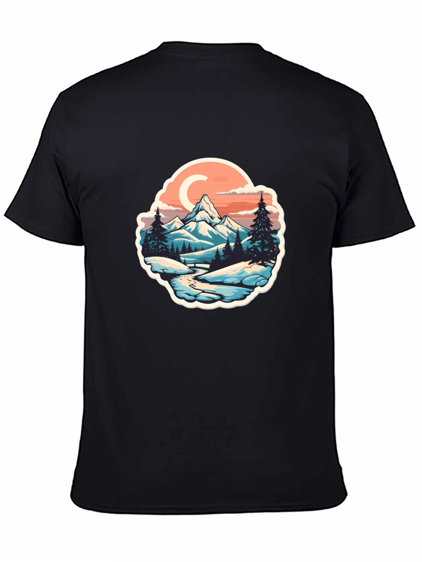 Mountain River Graphic Black T-Shirt