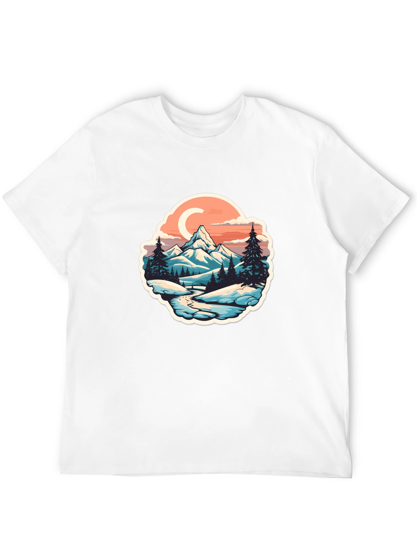 Mountain River Graphic Black T-Shirt