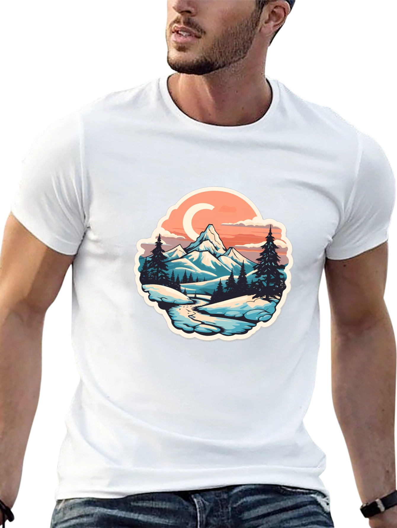 Mountain River Graphic Black T-Shirt