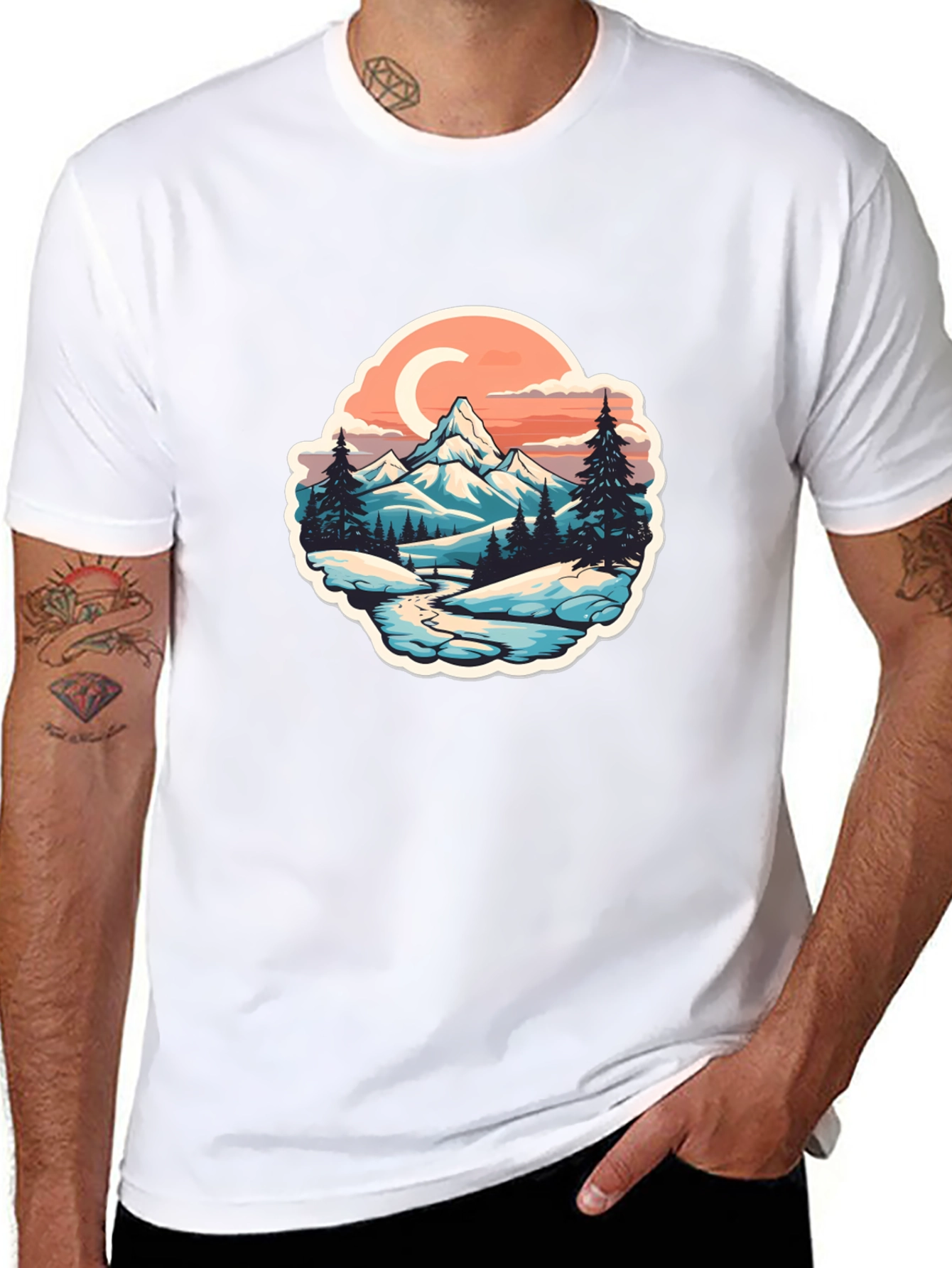Mountain River Graphic Black T-Shirt