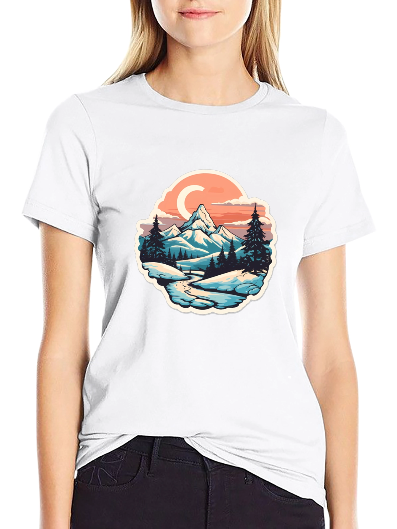 Mountain River Graphic Black T-Shirt