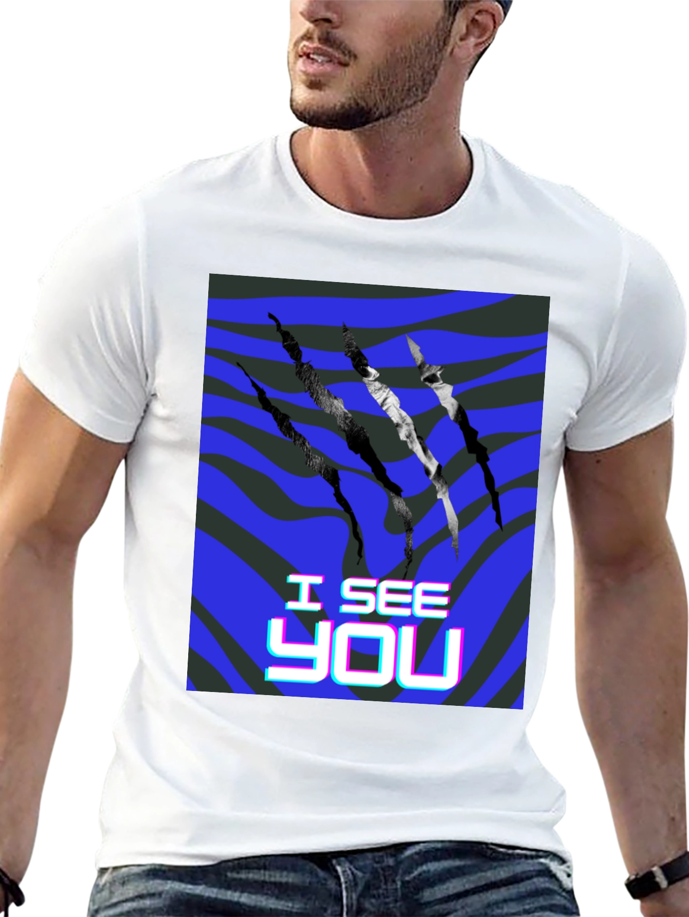 I See You Graphic Print Black T-Shirt