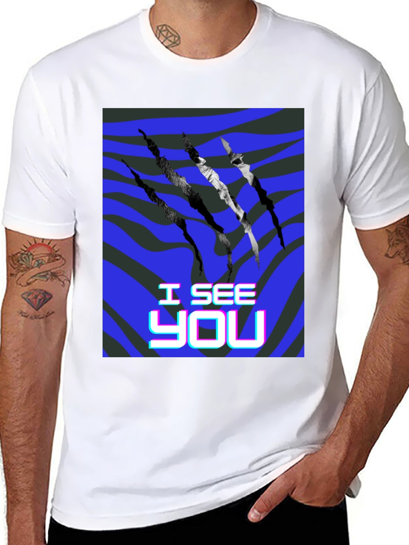 I See You Graphic Print Black T-Shirt