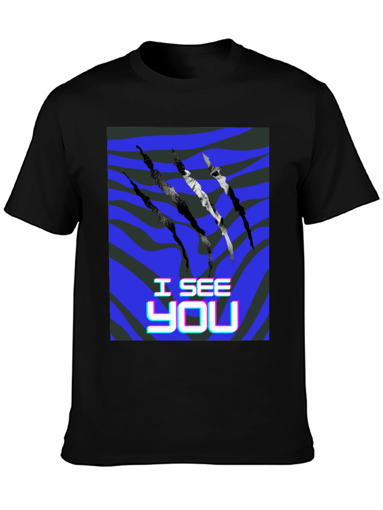 I See You Graphic Print Black T-Shirt
