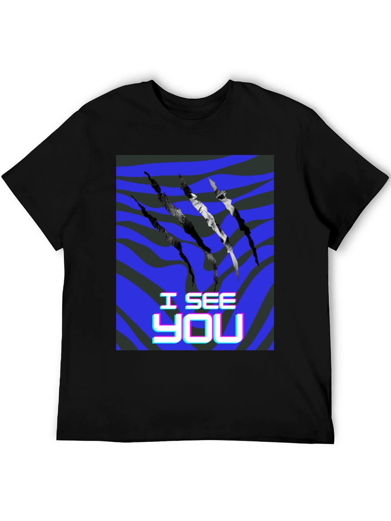I See You Graphic Print Black T-Shirt