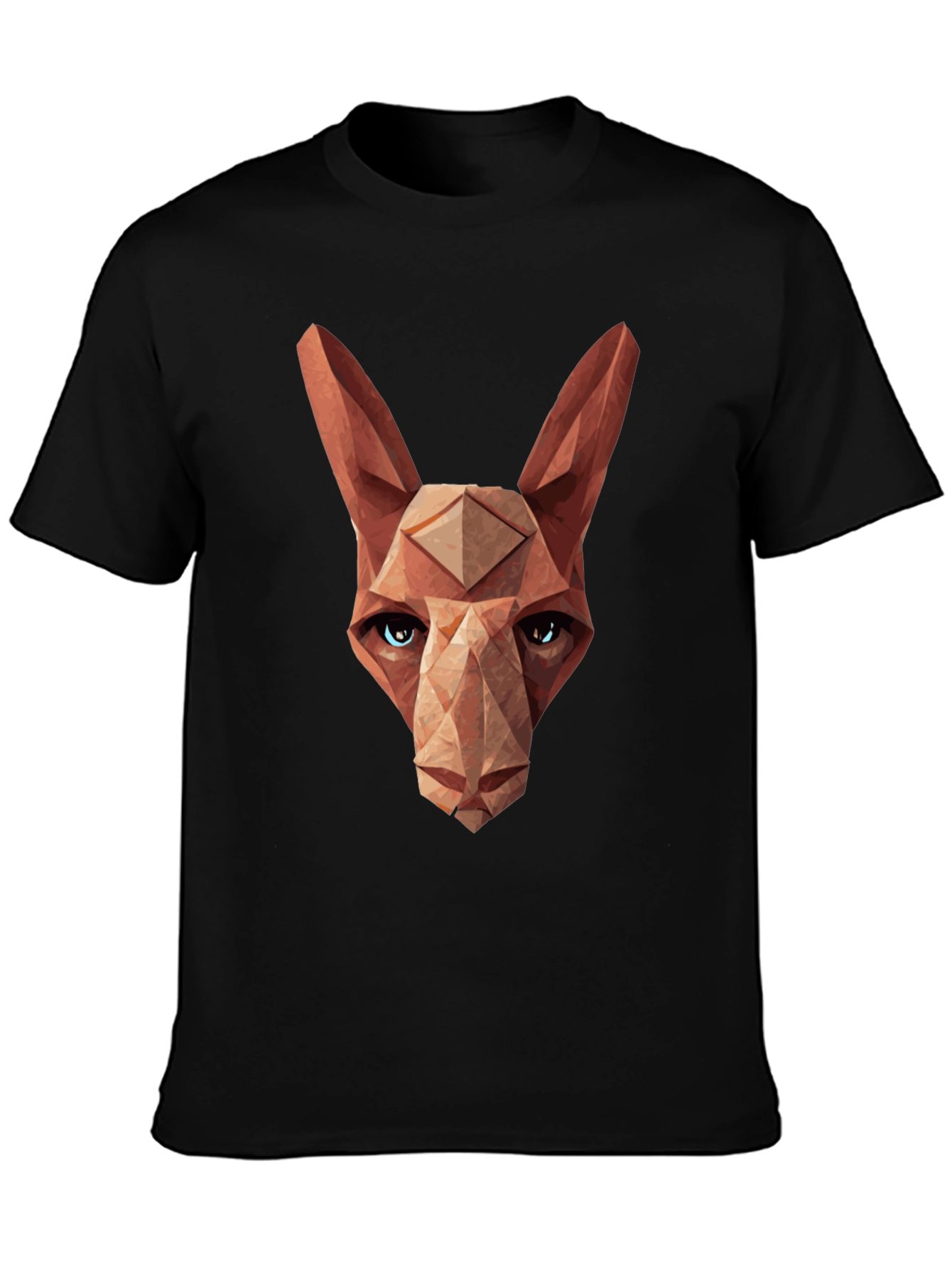 Geometric Cat Head Graphic Tee - Modern Style