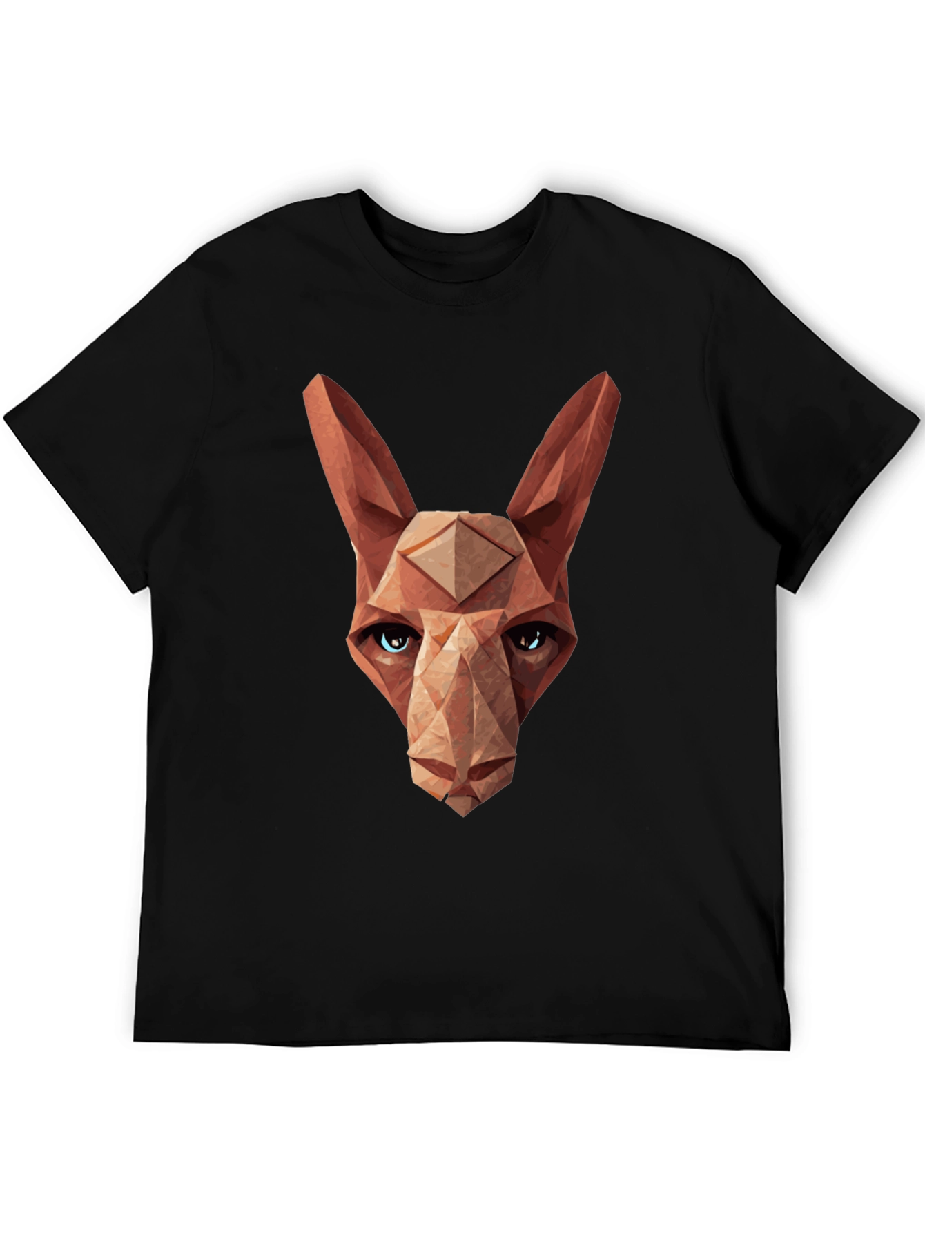 Geometric Cat Head Graphic Tee - Modern Style
