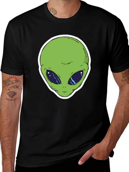 Alien Head Graphic T-Shirt - Black Cotton Tee
