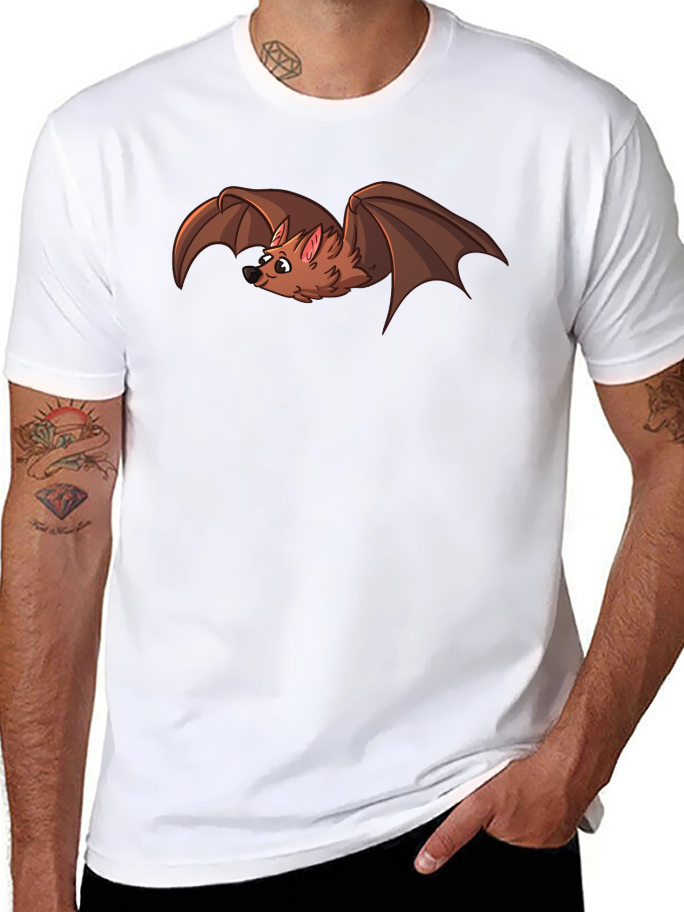 Cartoon Bat Graphic T-Shirt - Soft Cotton Blend Tee