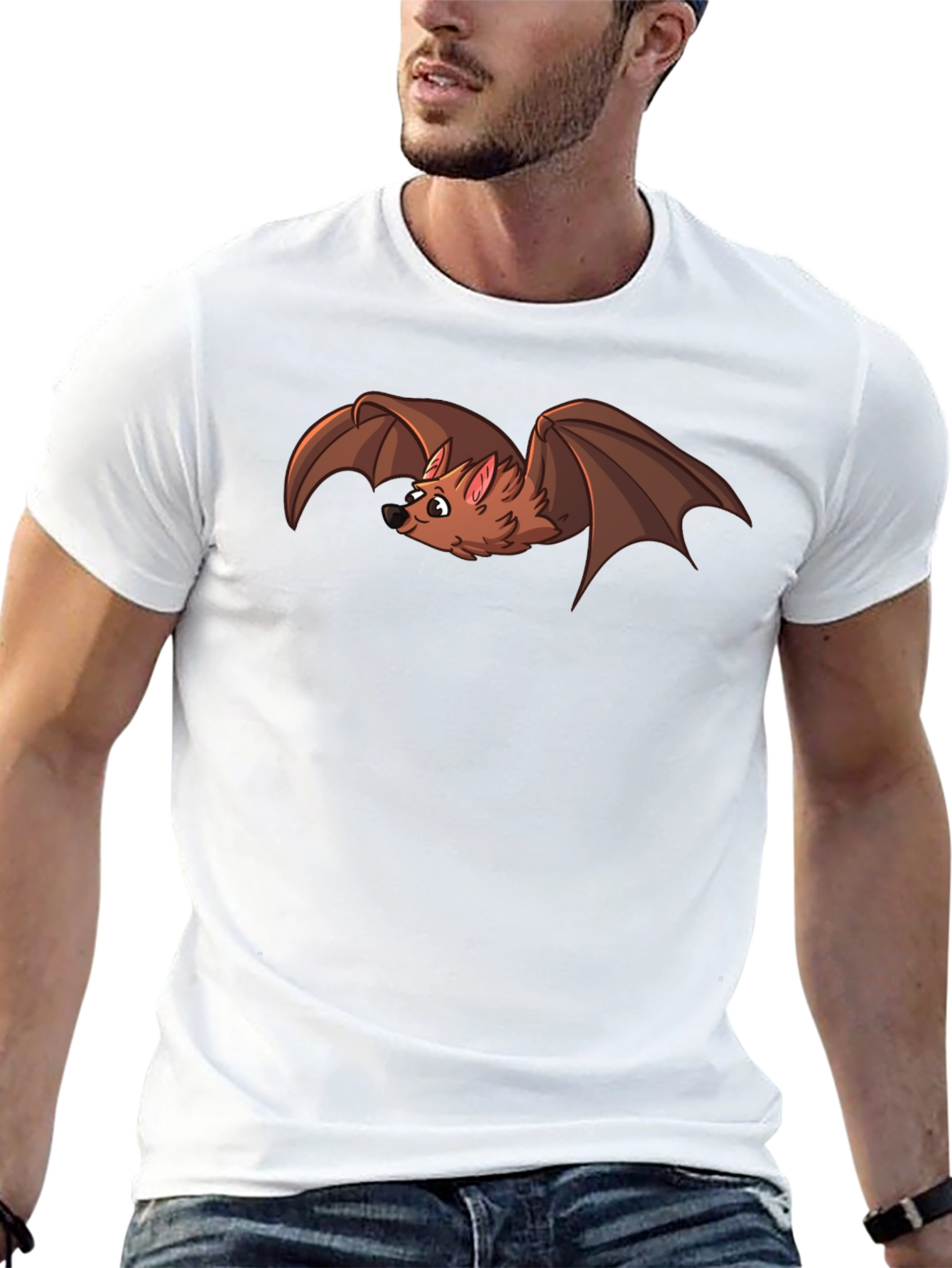 Cartoon Bat Graphic T-Shirt - Soft Cotton Blend Tee