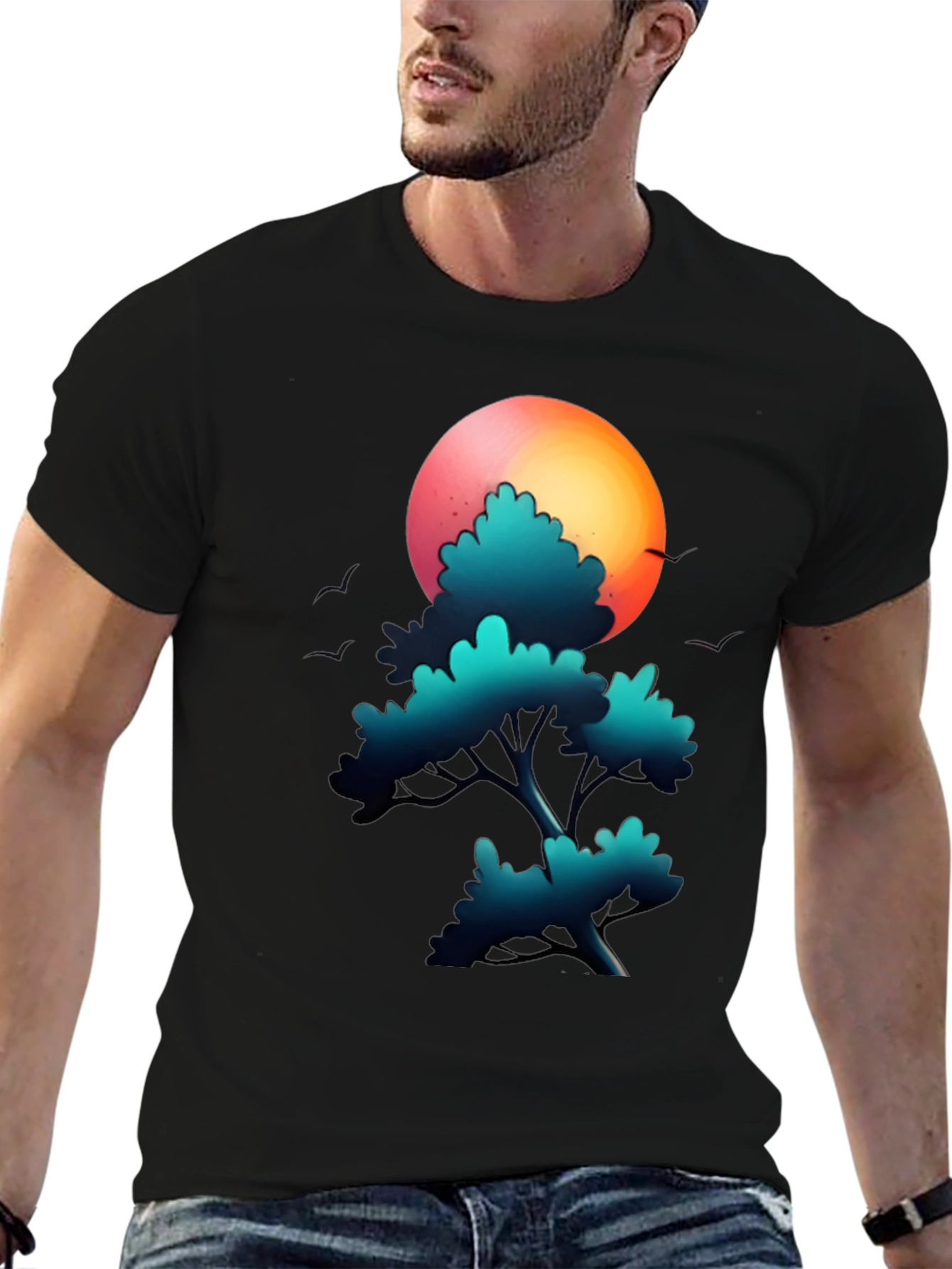 Sunset Tree Graphic Tee - Soft Cotton Blend