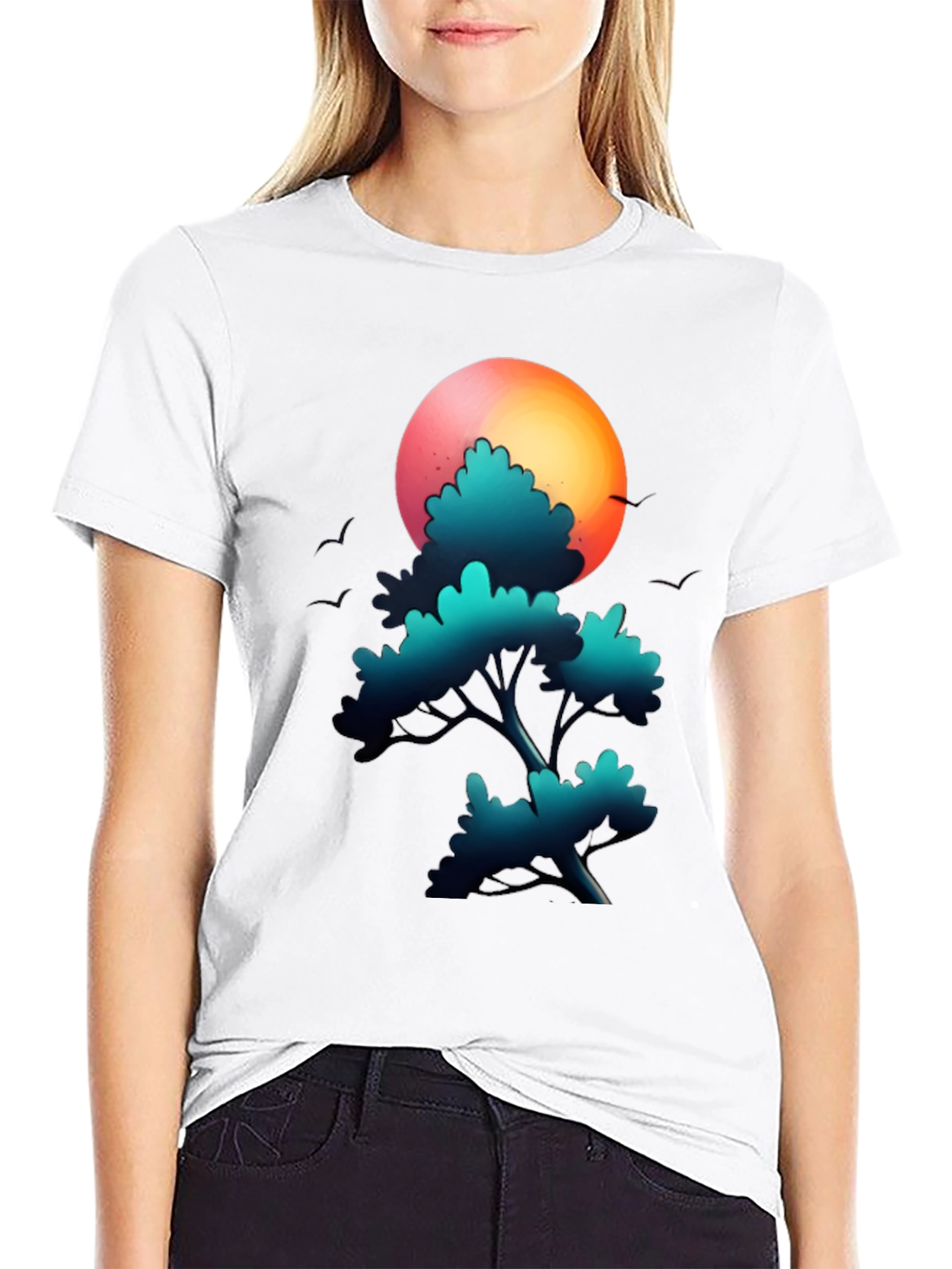 Sunset Tree Graphic Tee - Soft Cotton Blend