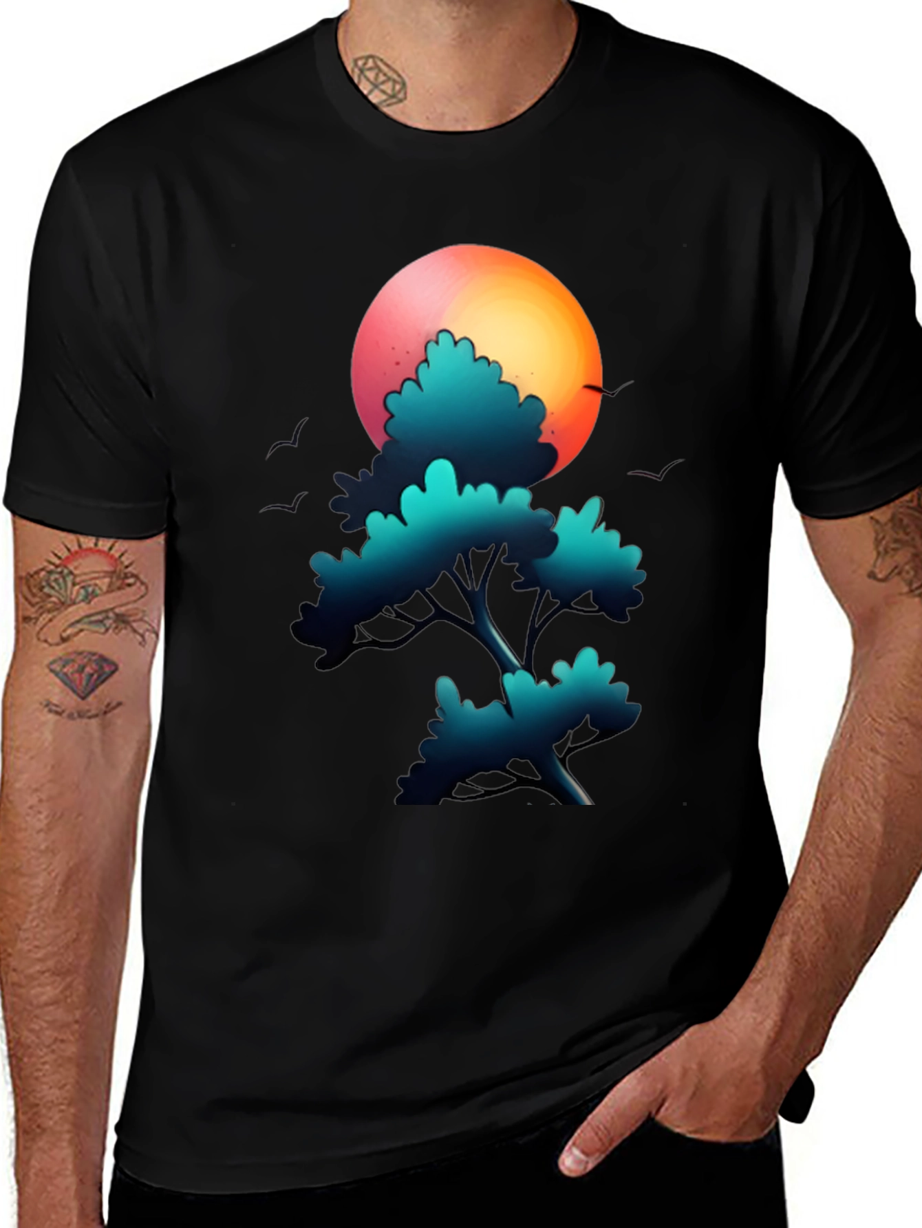 Sunset Tree Graphic Tee - Soft Cotton Blend