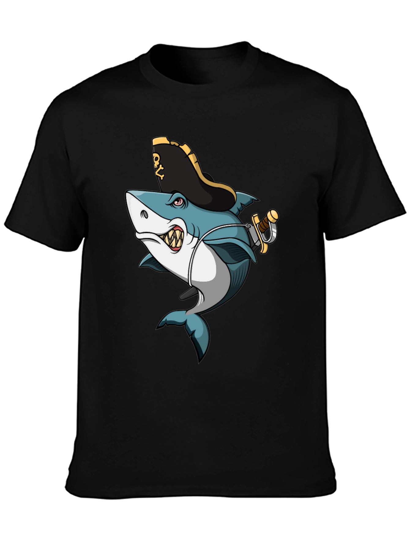 Pirate Shark Graphic Tee - Mens Black T-Shirt