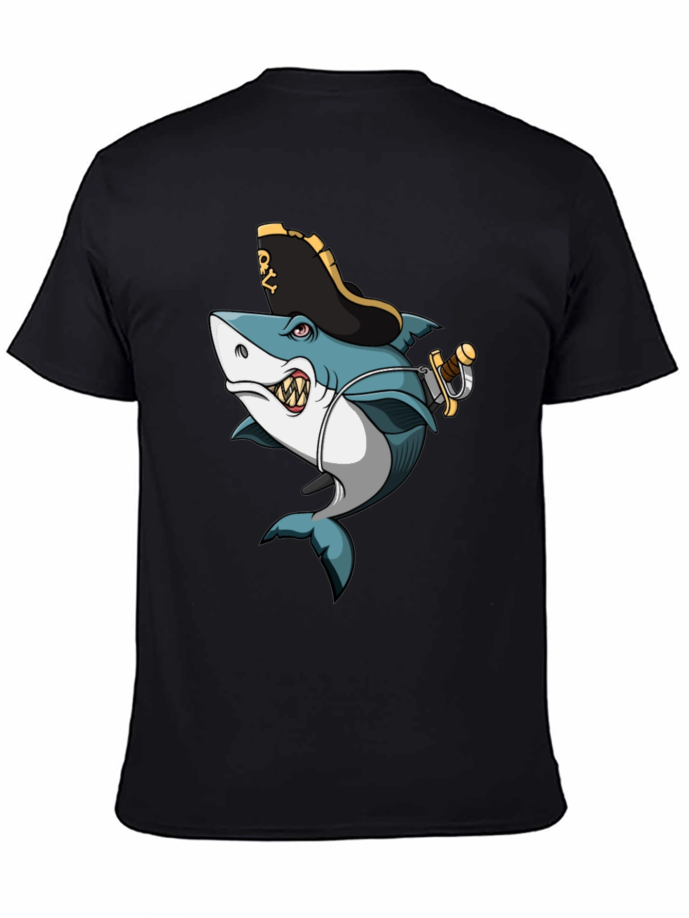 Pirate Shark Graphic Tee - Mens Black T-Shirt