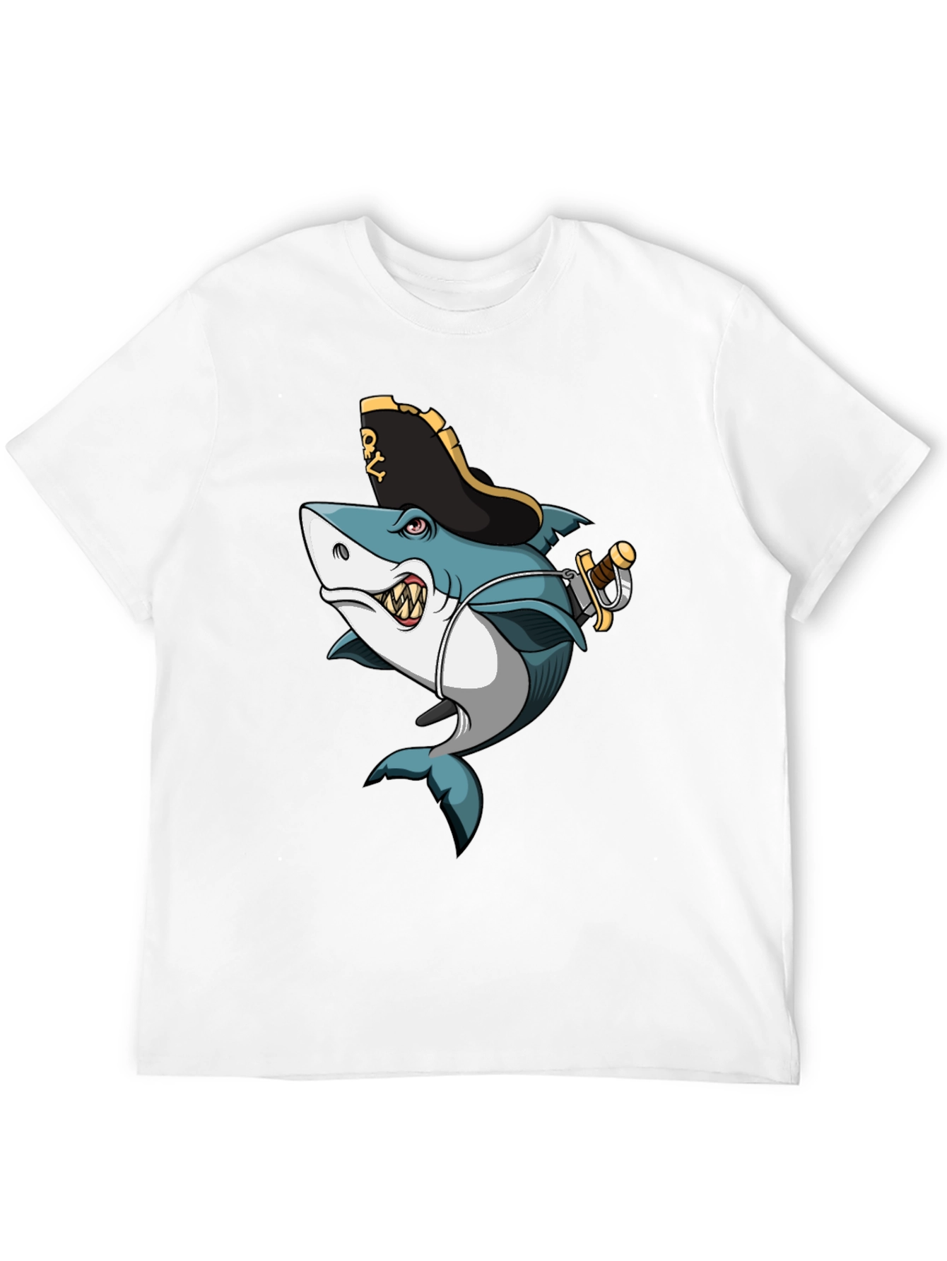 Pirate Shark Graphic Tee - Mens Black T-Shirt
