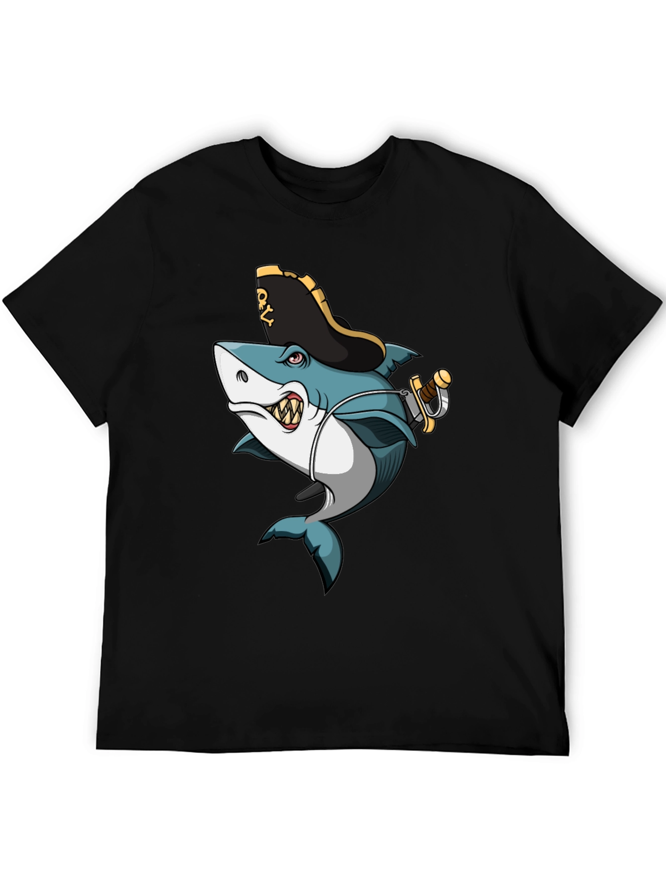 Pirate Shark Graphic Tee - Mens Black T-Shirt