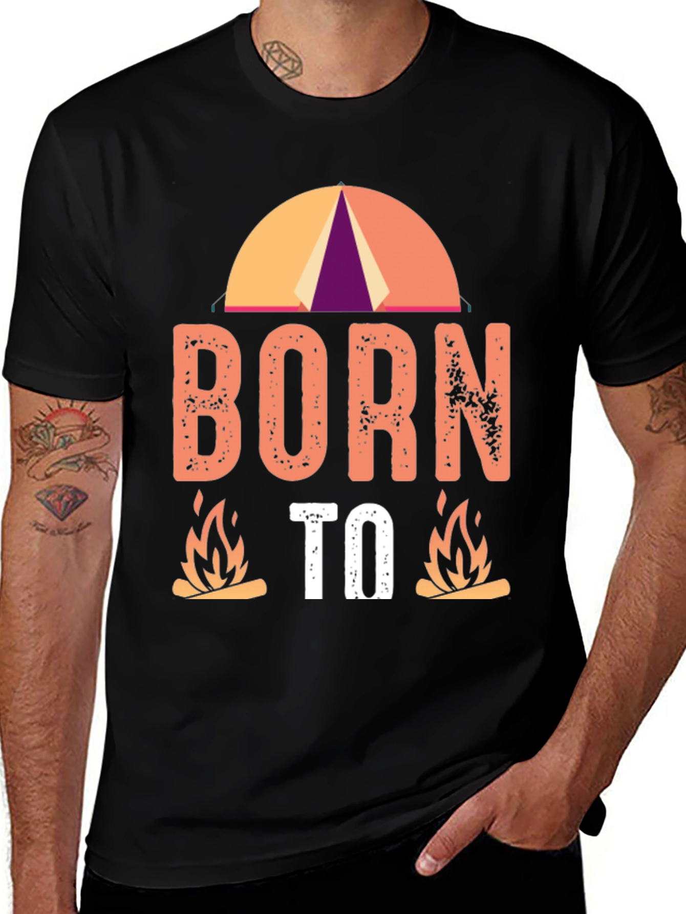 Born to Camp Black Graphic Tee
