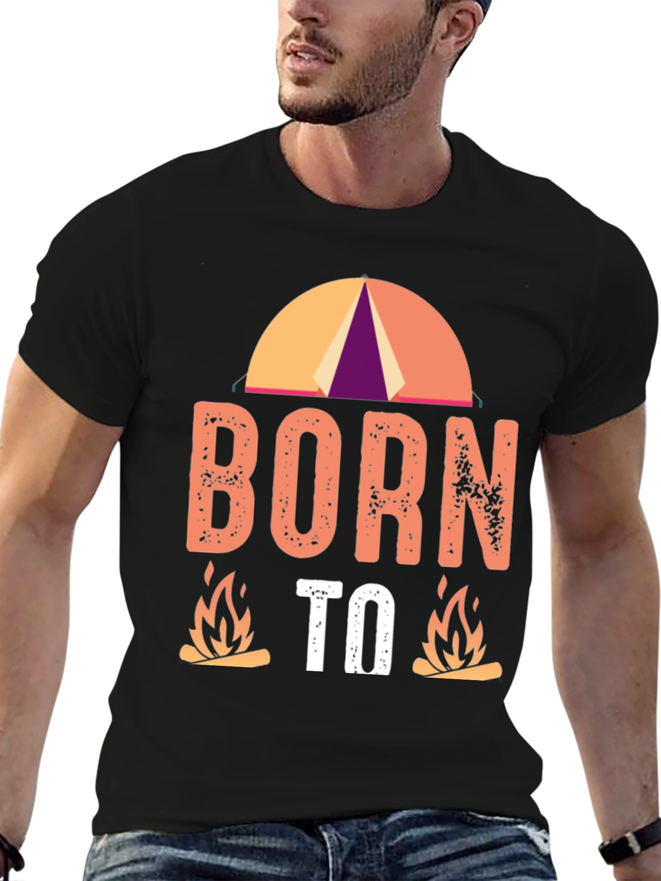 Born to Camp Black Graphic Tee