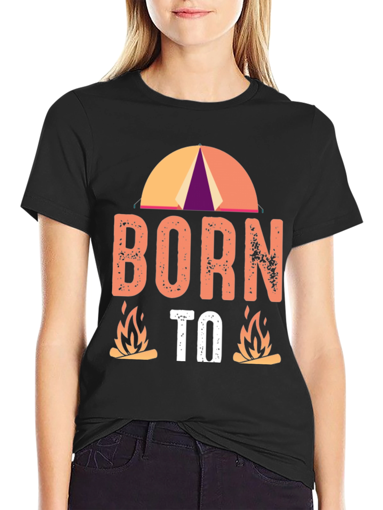 Born to Camp Black Graphic Tee