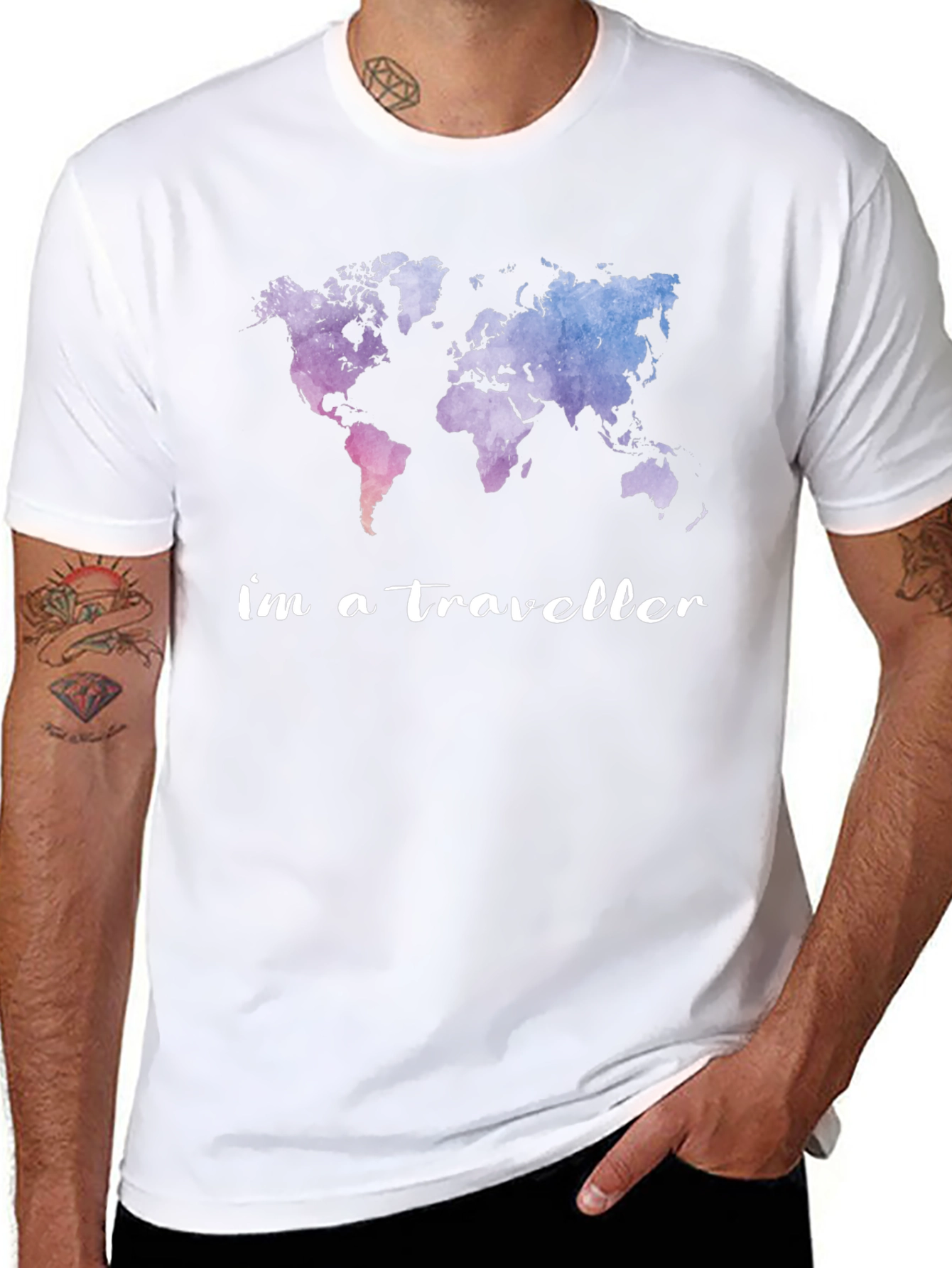 World Map Im a Traveller Graphic Tee