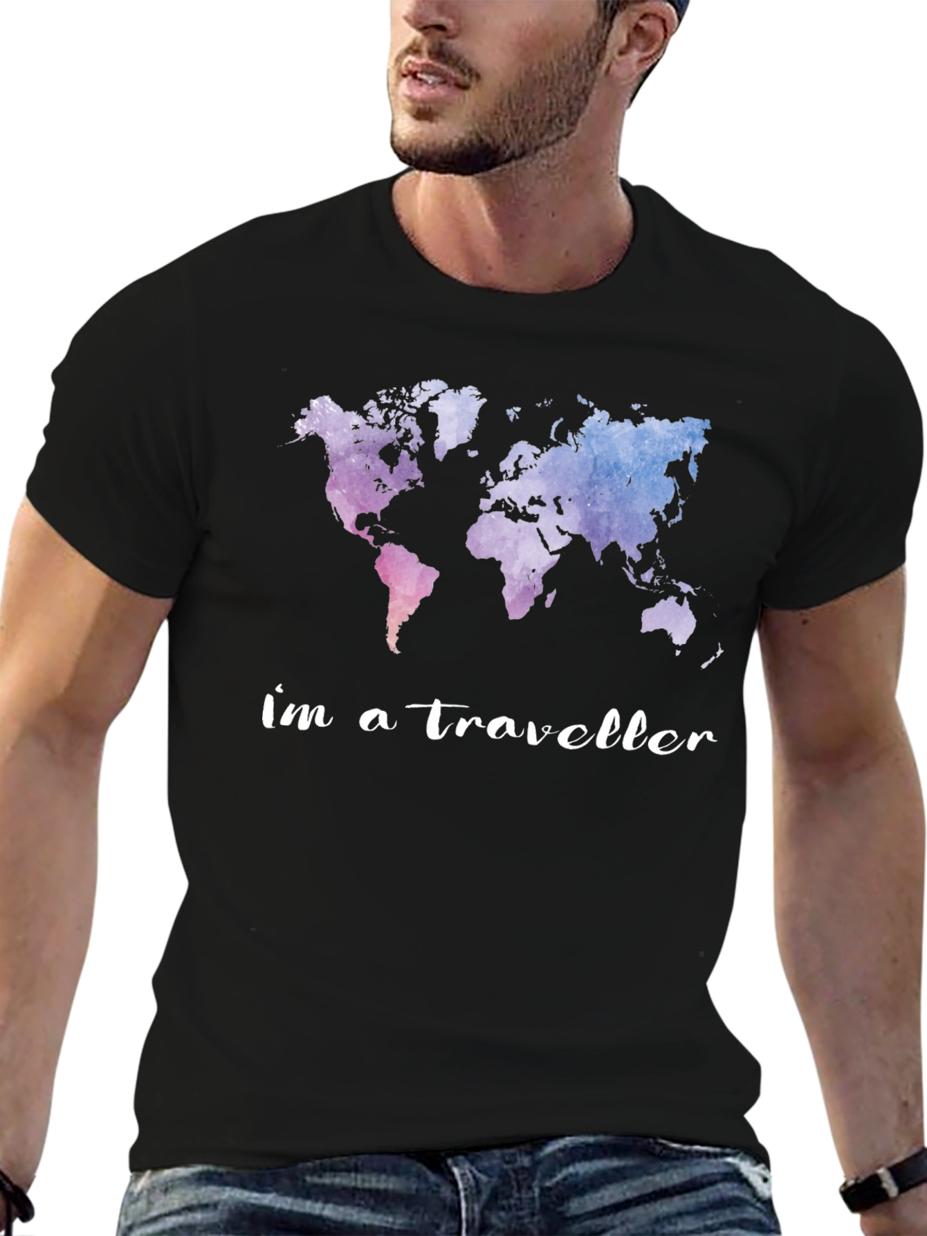 World Map Im a Traveller Graphic Tee