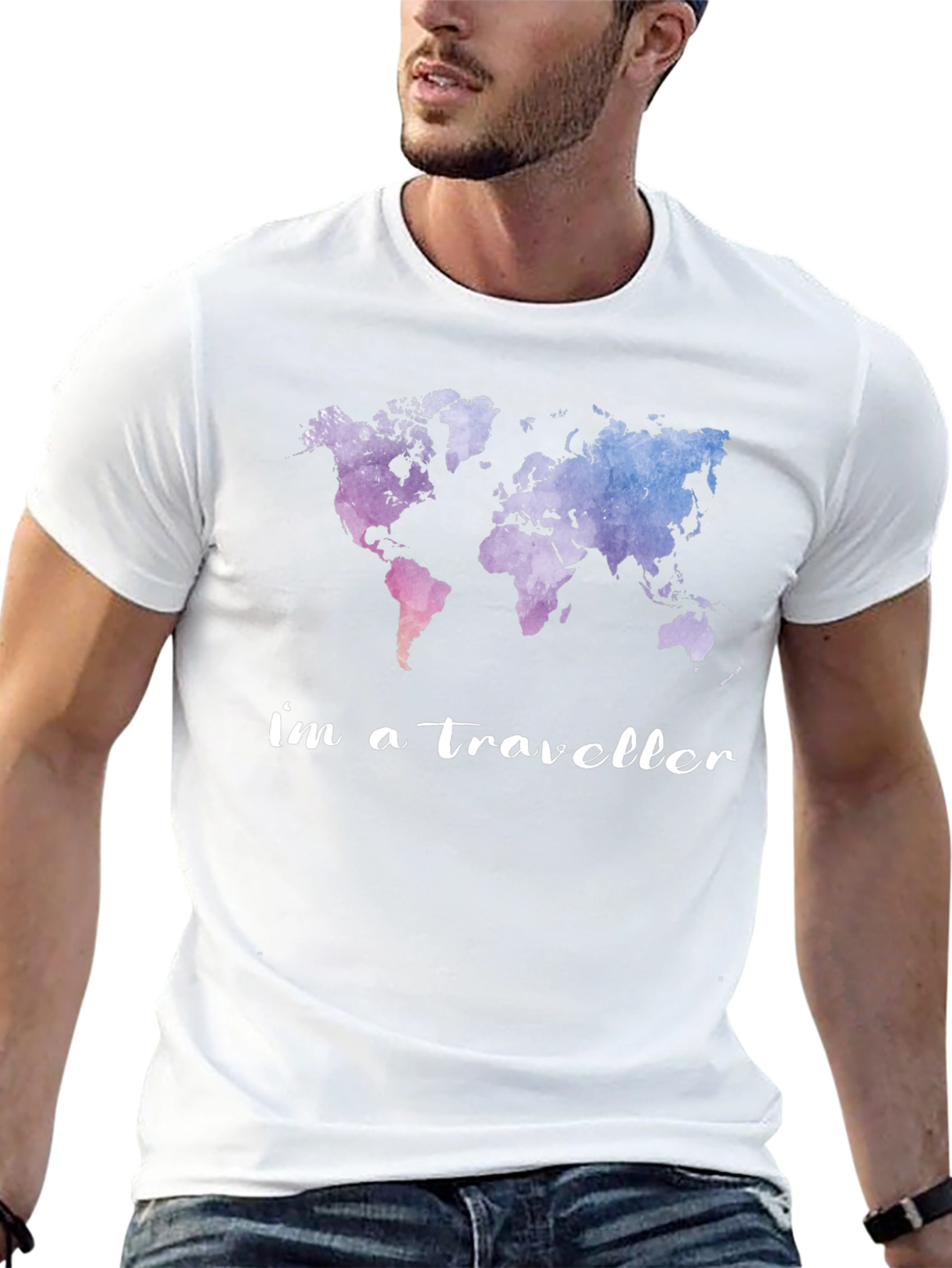 World Map Im a Traveller Graphic Tee
