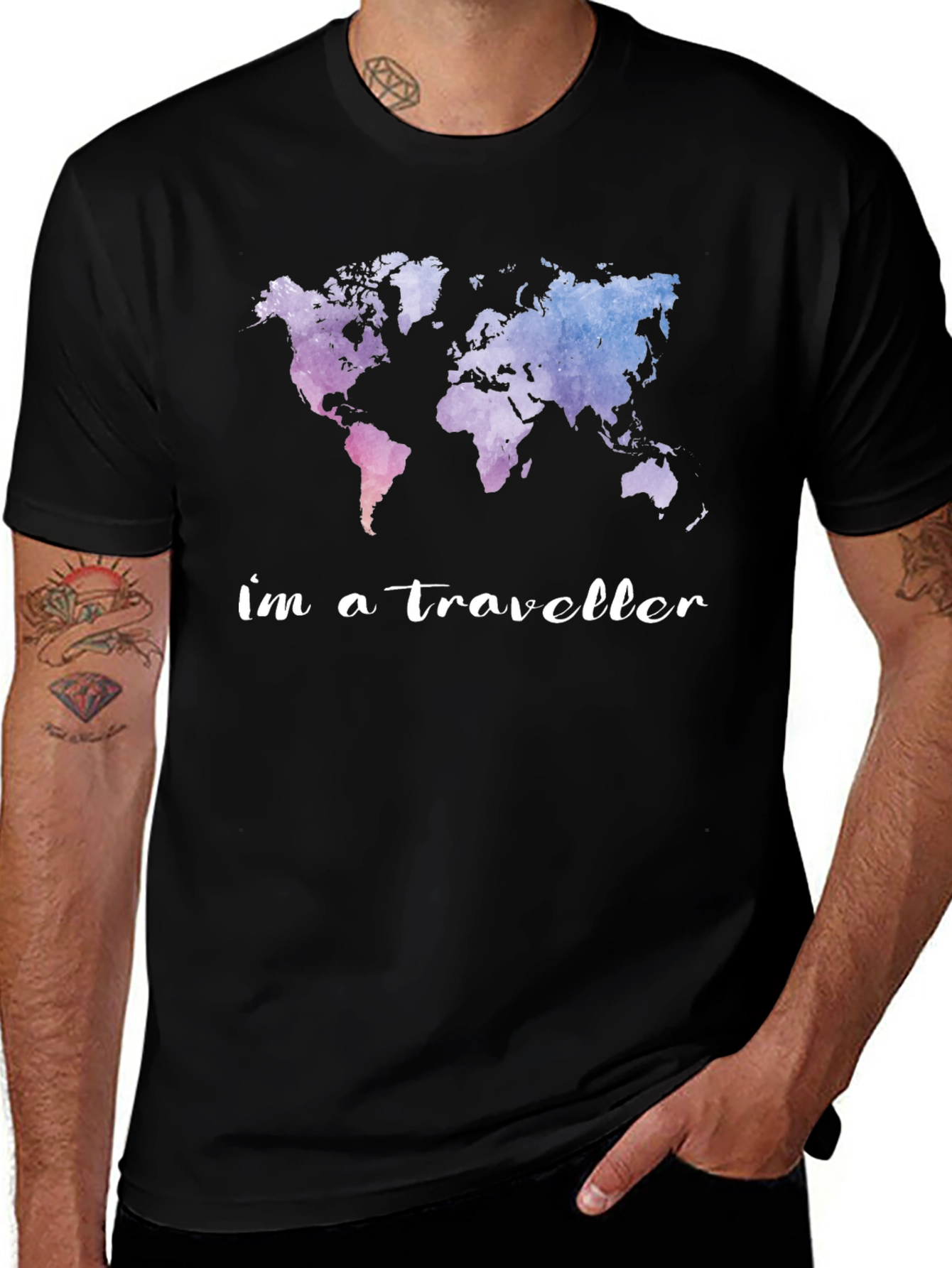 World Map Im a Traveller Graphic Tee
