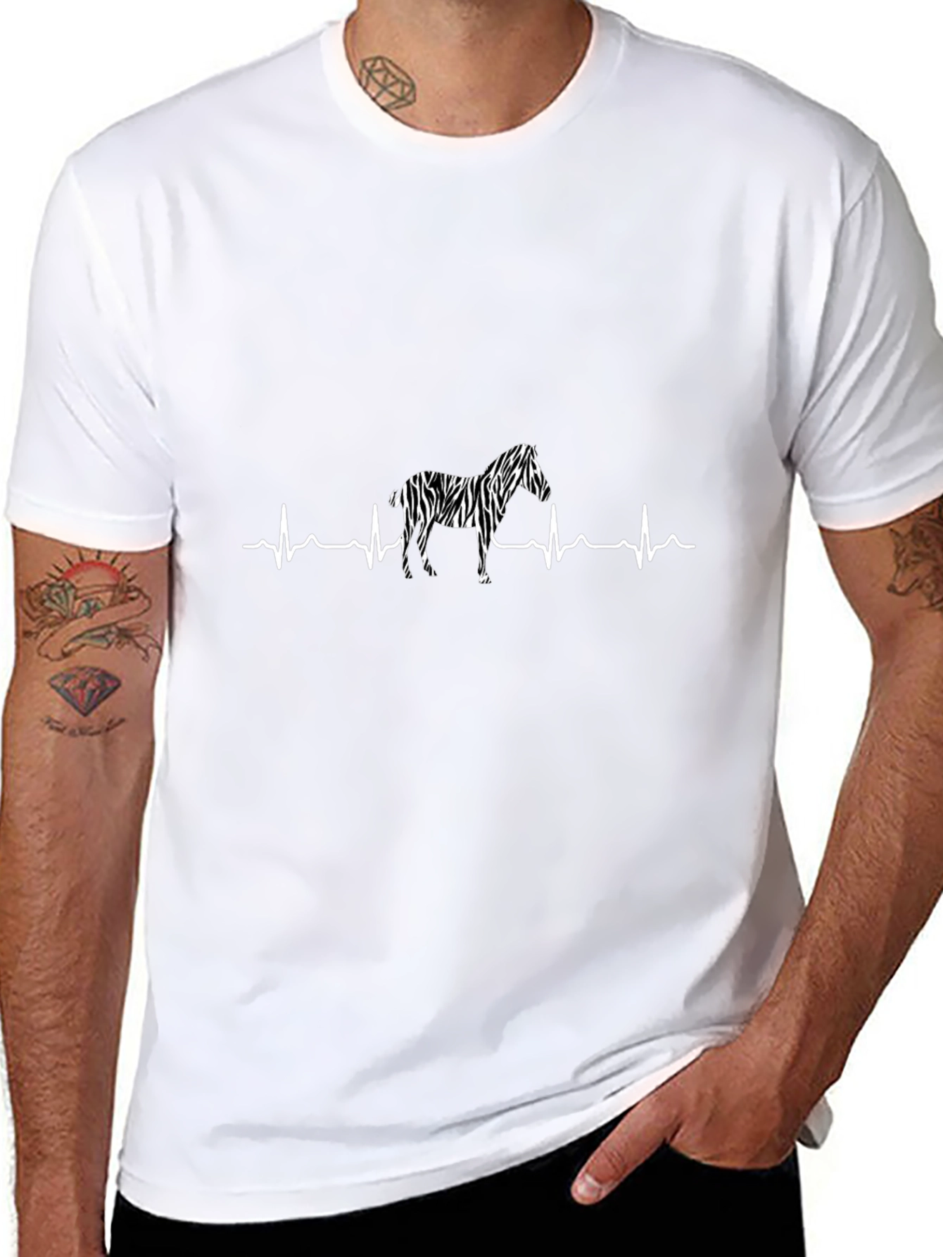 Zebra Heartbeat Mens Graphic Tee