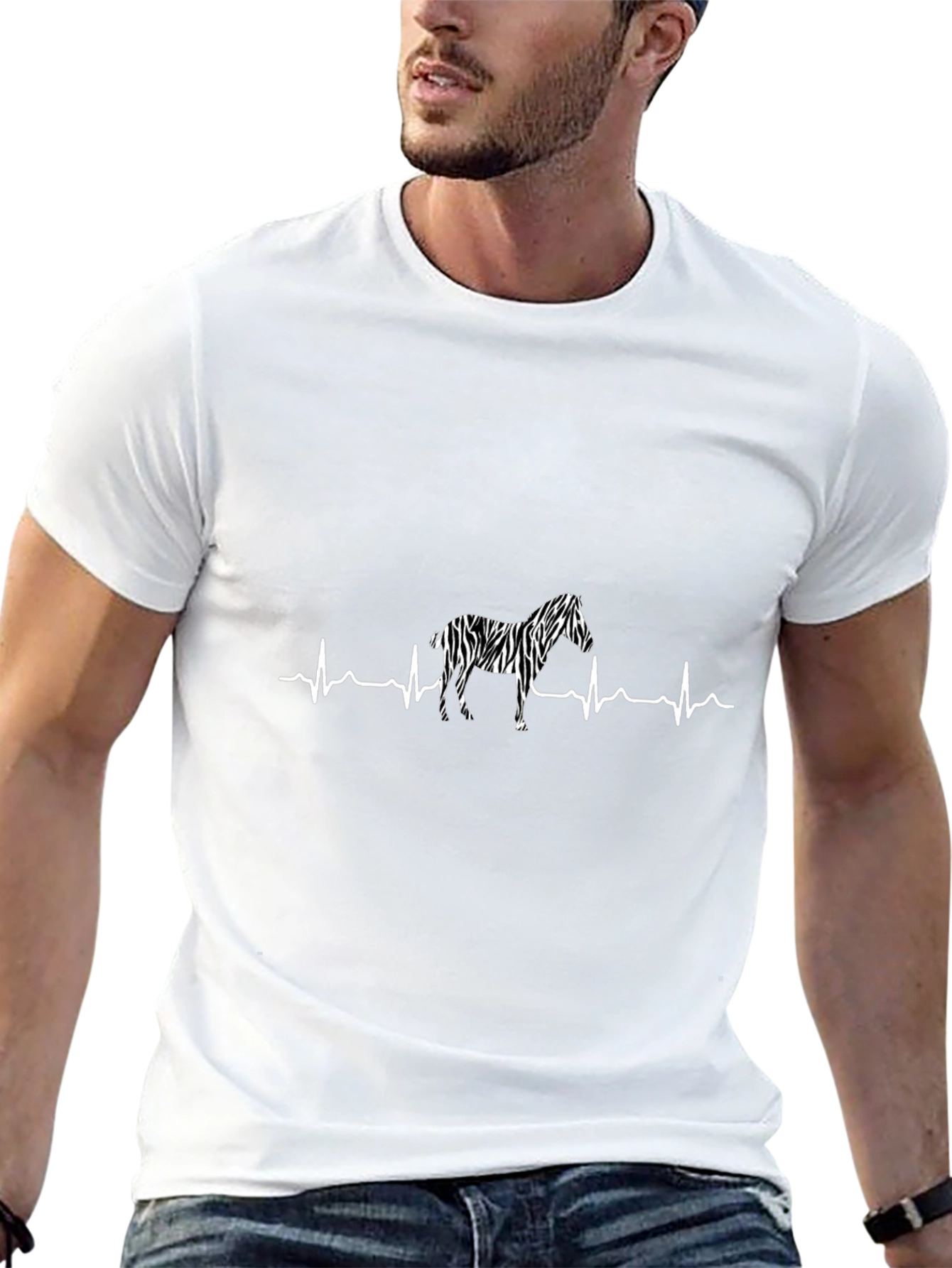 Zebra Heartbeat Mens Graphic Tee