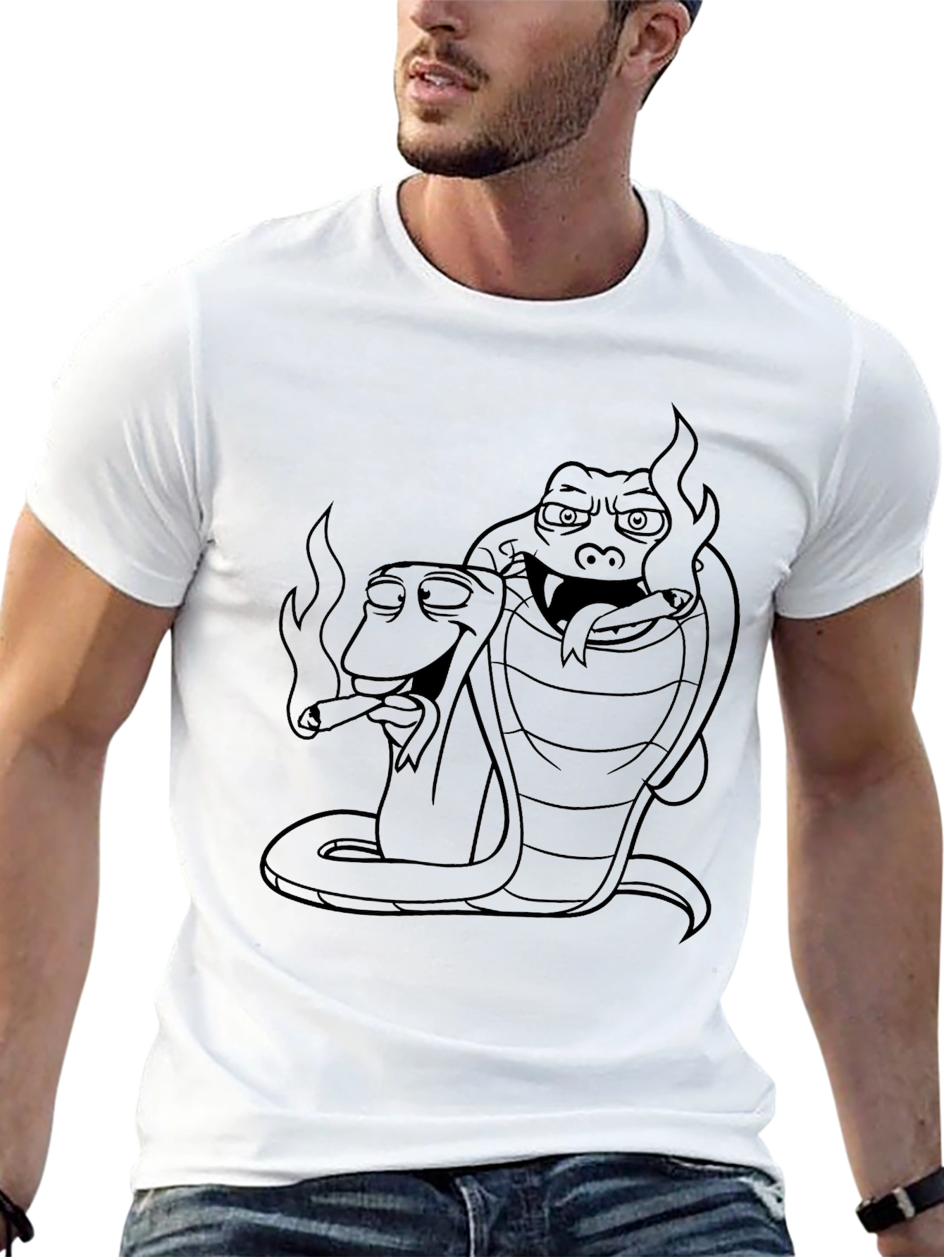 Smoking Snakes Graphic Tee - Cool Design