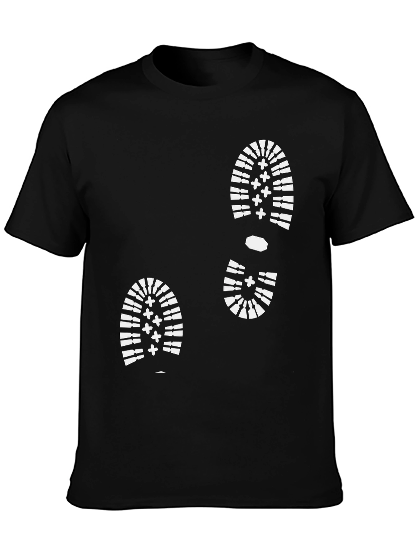 Black T-Shirt with White Boot Print Design