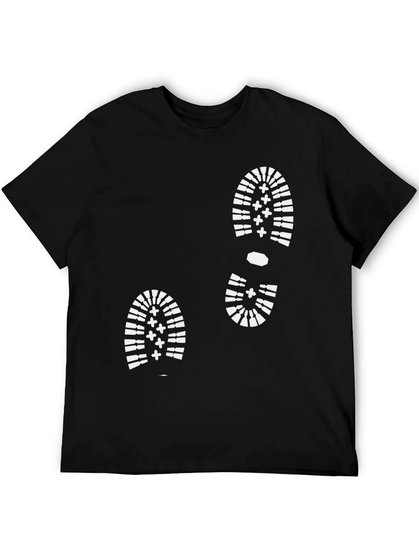 Black T-Shirt with White Boot Print Design