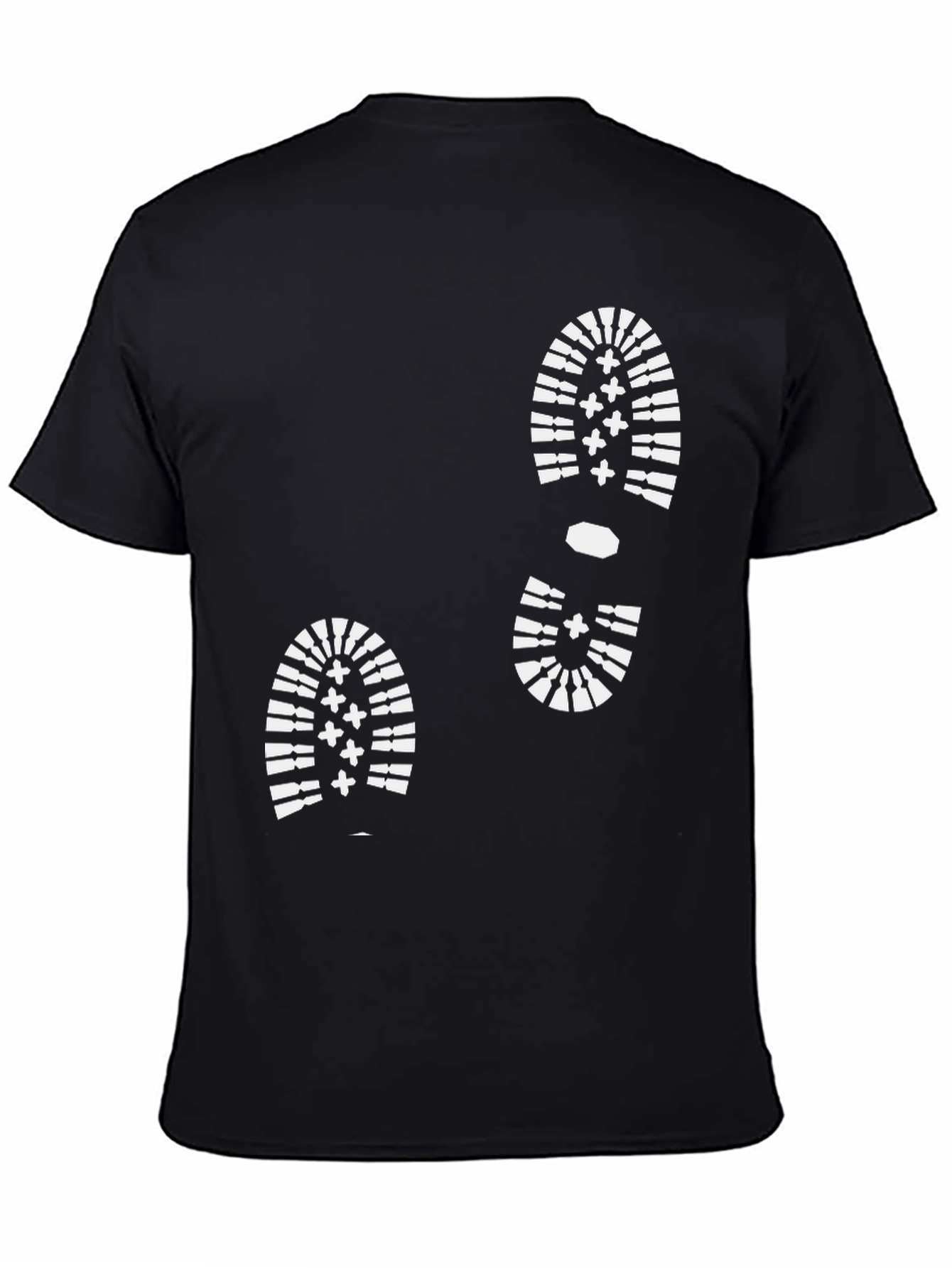 Black T-Shirt with White Boot Print Design