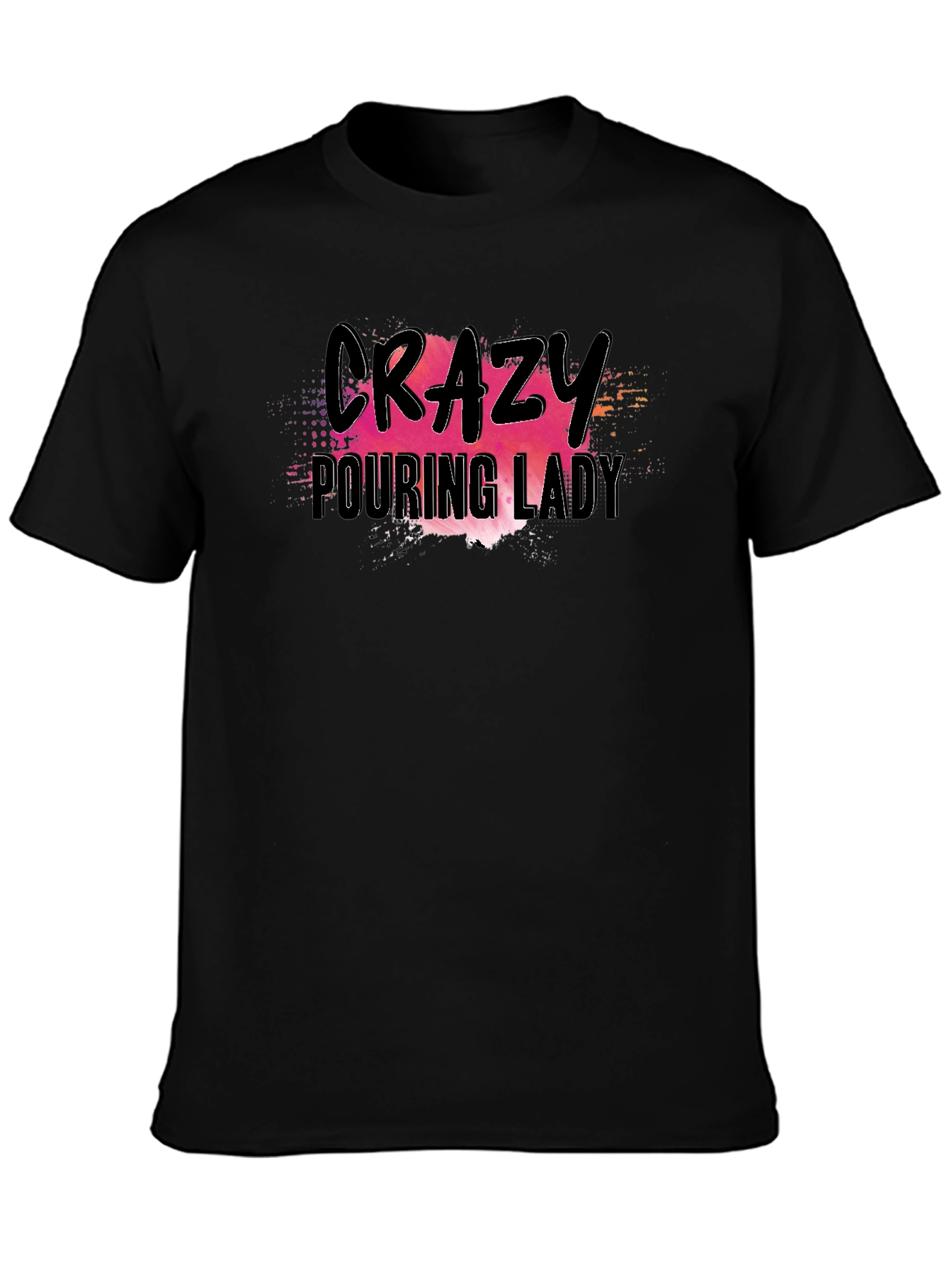 Crazy Pouring Lady Black Graphic Tee