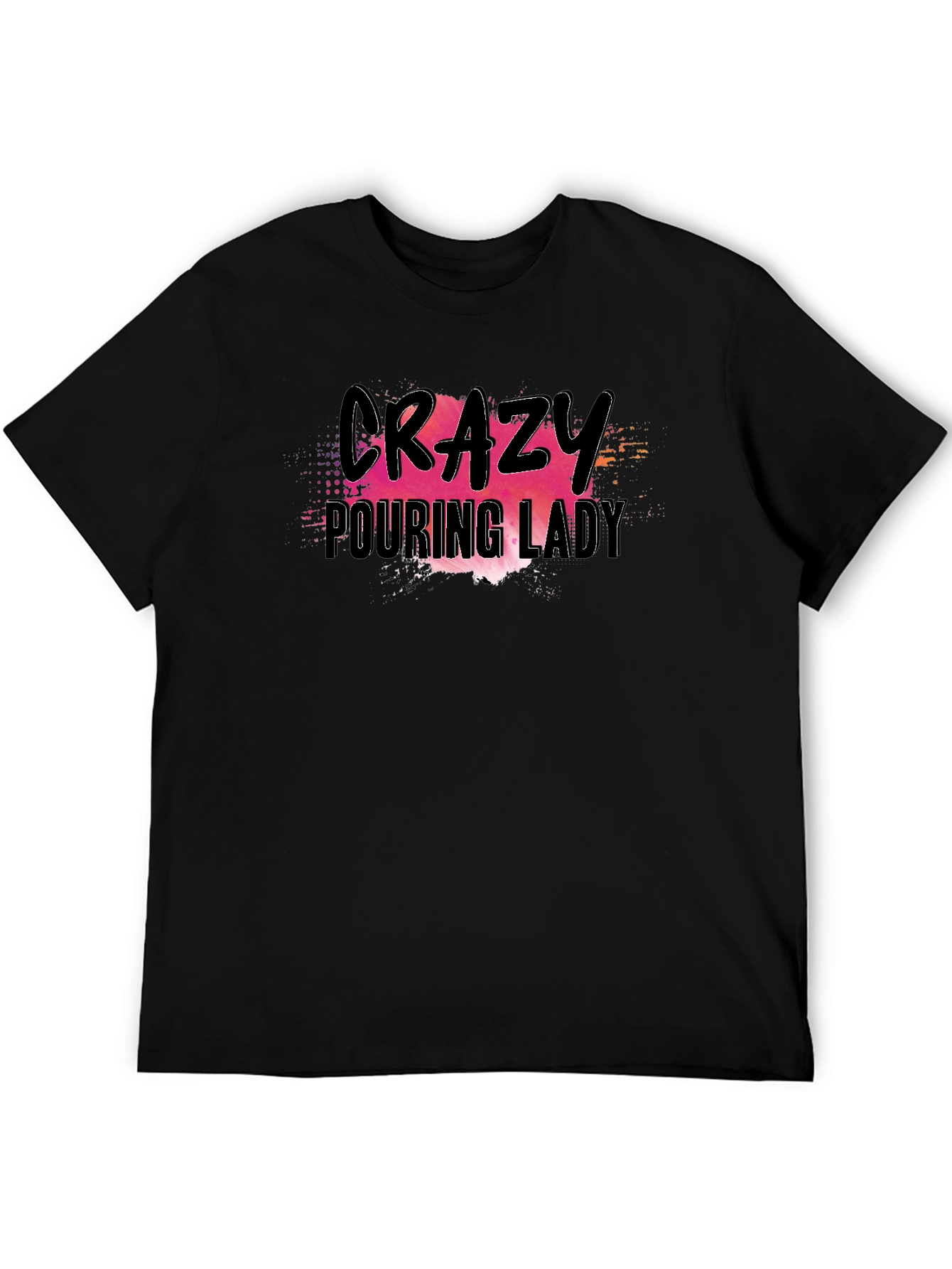 Crazy Pouring Lady Black Graphic Tee