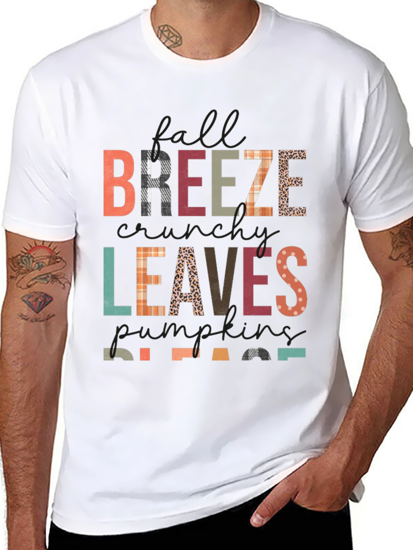 Fall Breeze Leaves Pumpkins Please T-Shirt