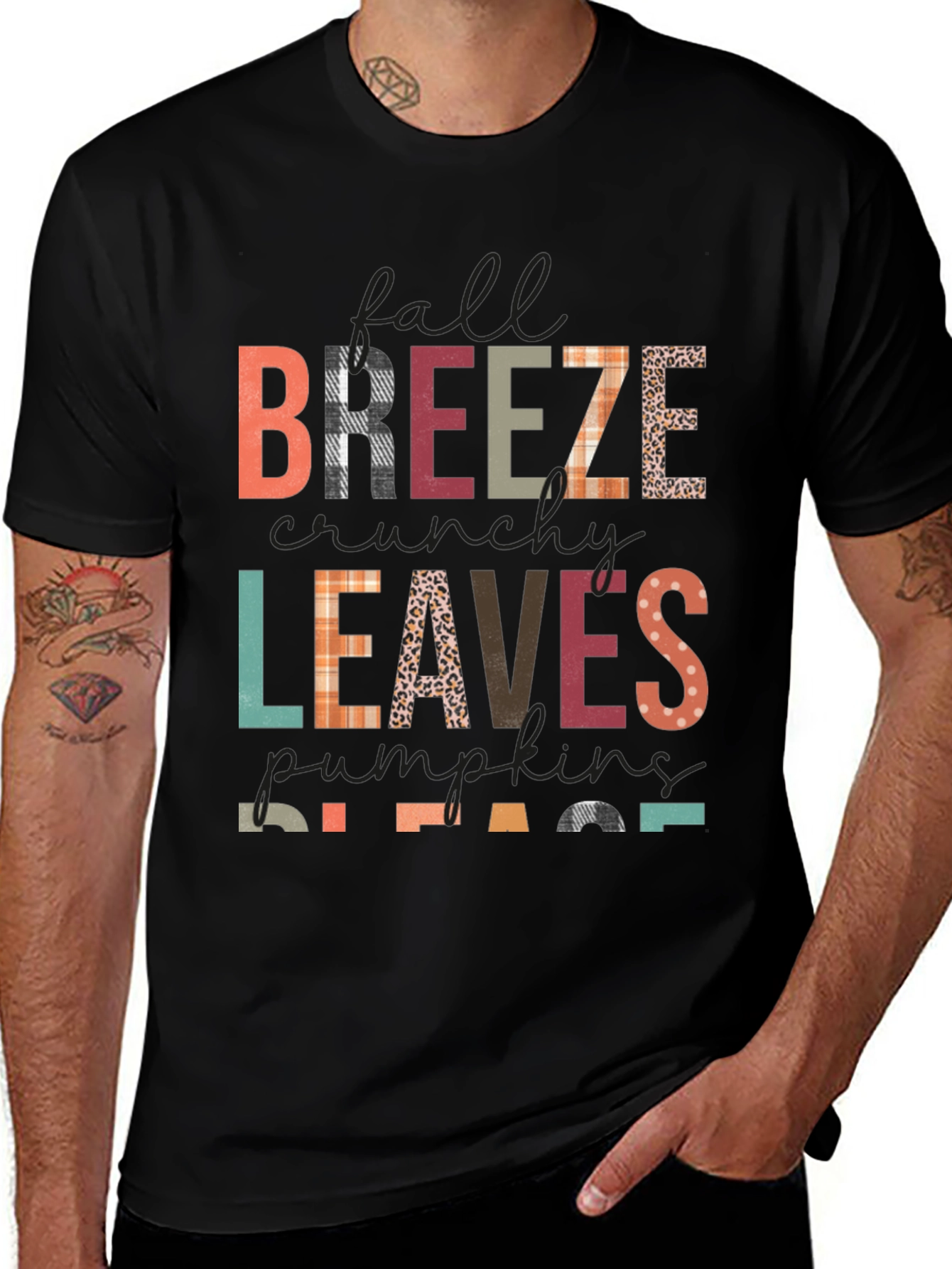 Fall Breeze Leaves Pumpkins Please T-Shirt