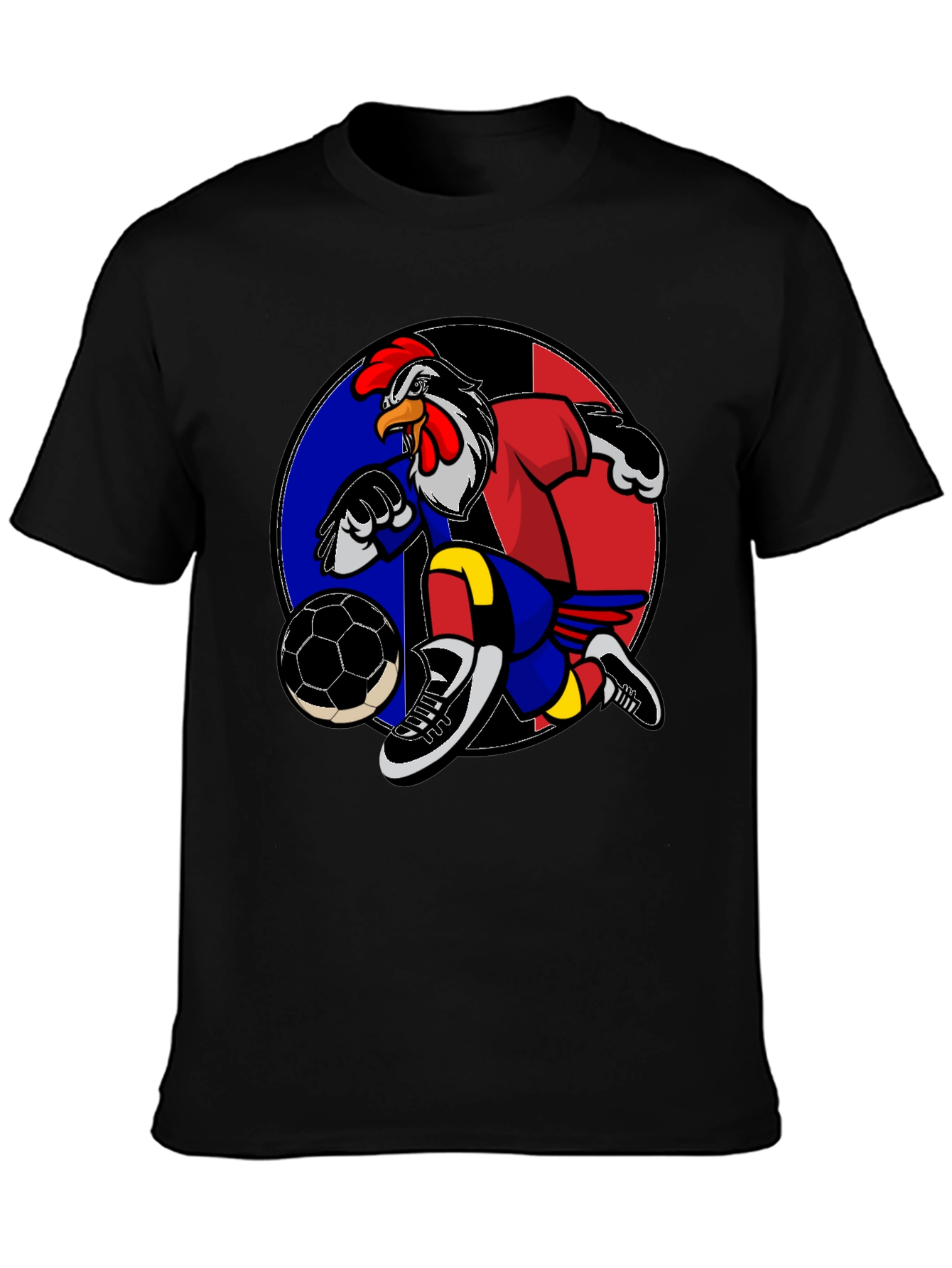Rooster Soccer T-Shirt: Black Graphic Tee
