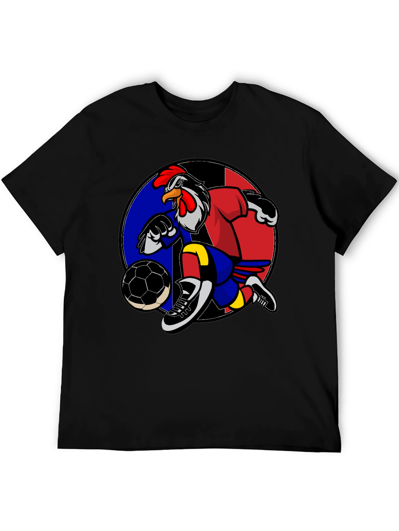 Rooster Soccer T-Shirt: Black Graphic Tee