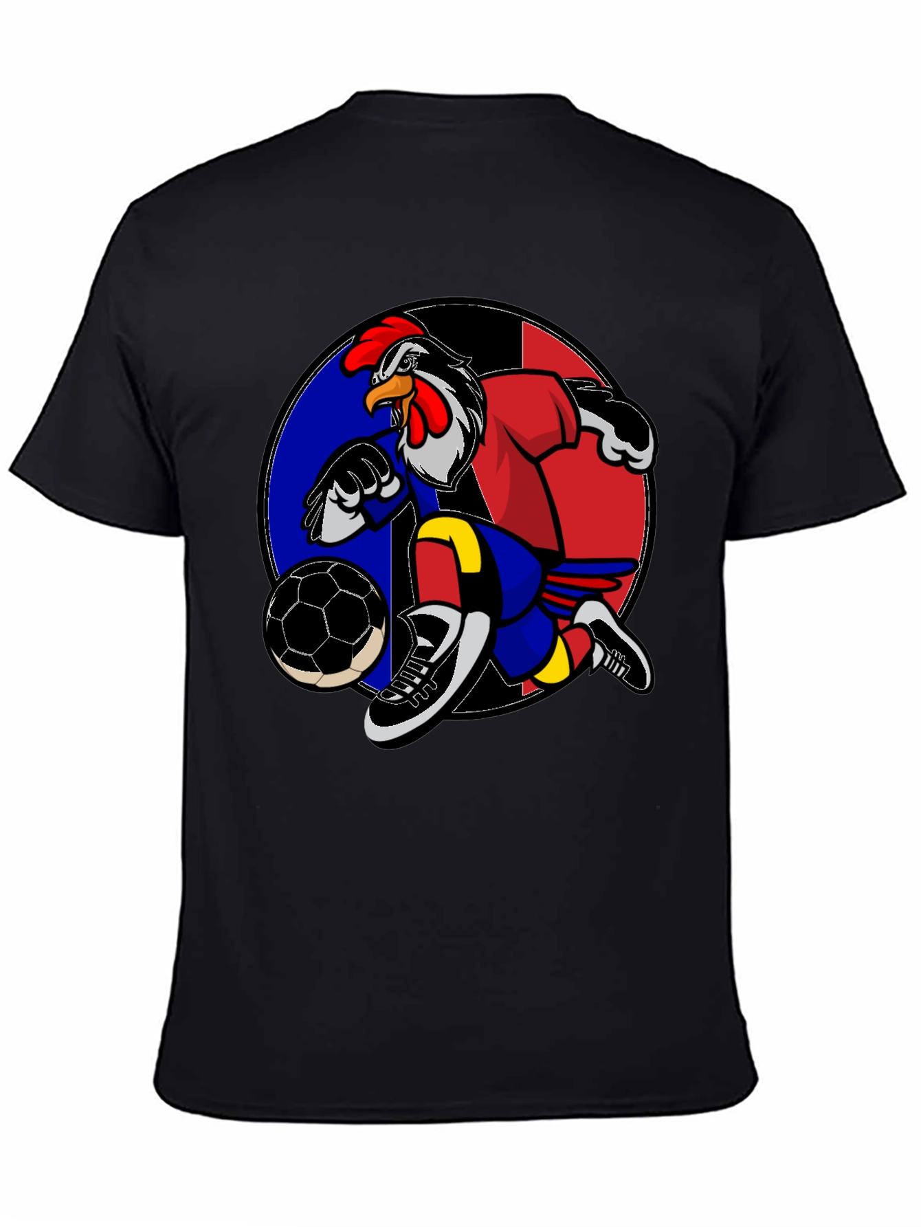 Rooster Soccer T-Shirt: Black Graphic Tee